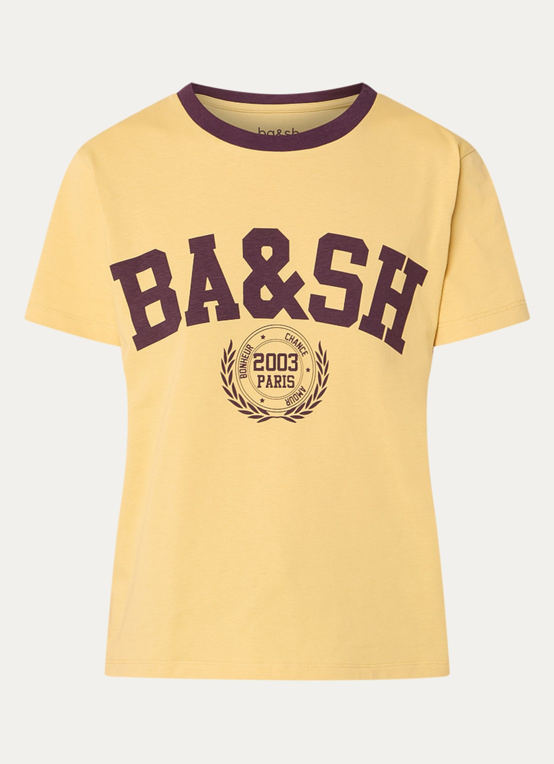 ba&sh Ioni T-shirt met logoprint - voorkant 2 geel
