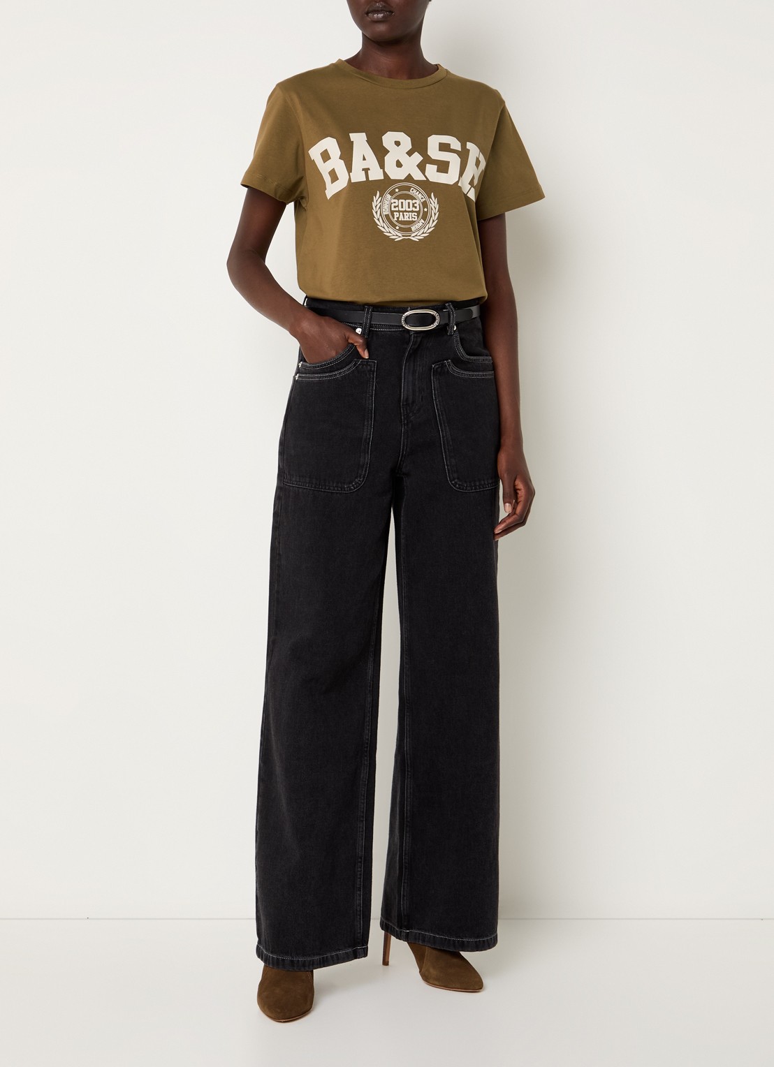 ba&sh Ioni T-shirt met logoprint - voorkant 4 bruin