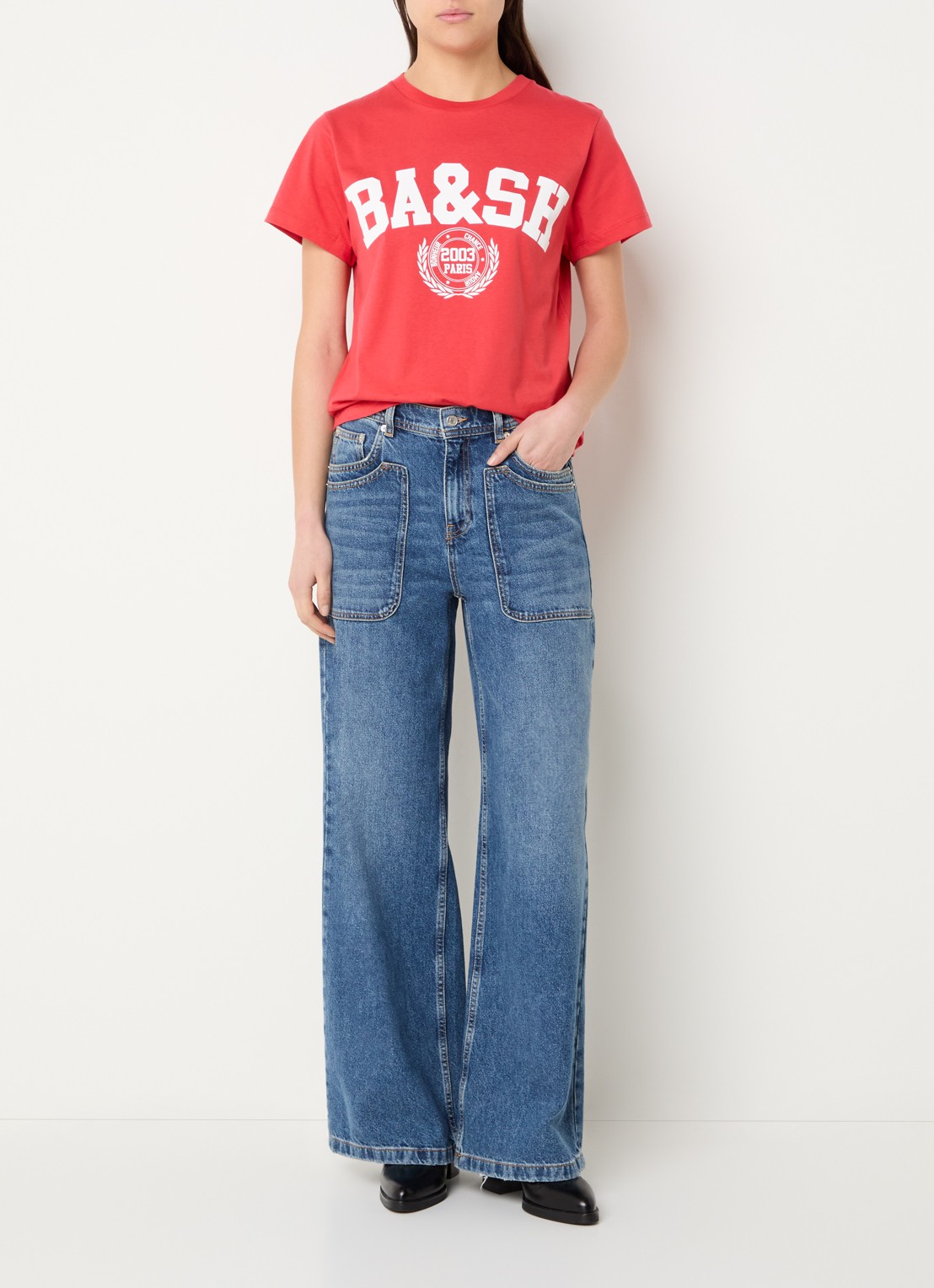 ba&sh Ioni T-shirt met logoprint - voorkant 2 rood