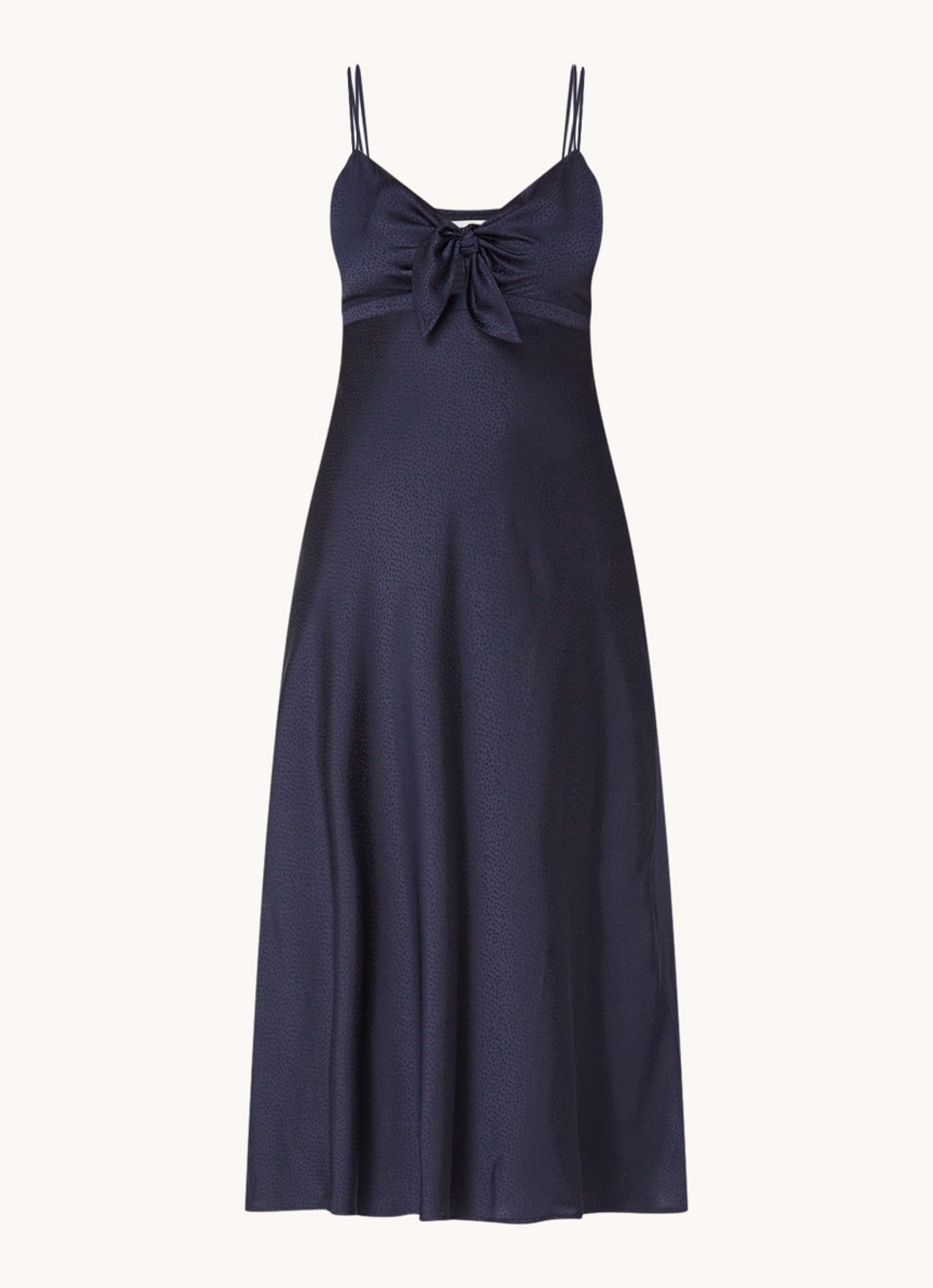 ba&sh Issa midi jurk van satijn - voorkant donkerblauw