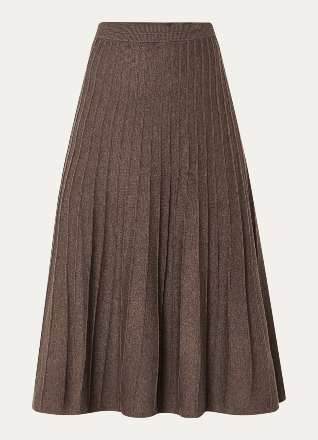 ba&sh Jada ribgebreide midi rok in wolblend - voorkant 3 chocoladebruin
