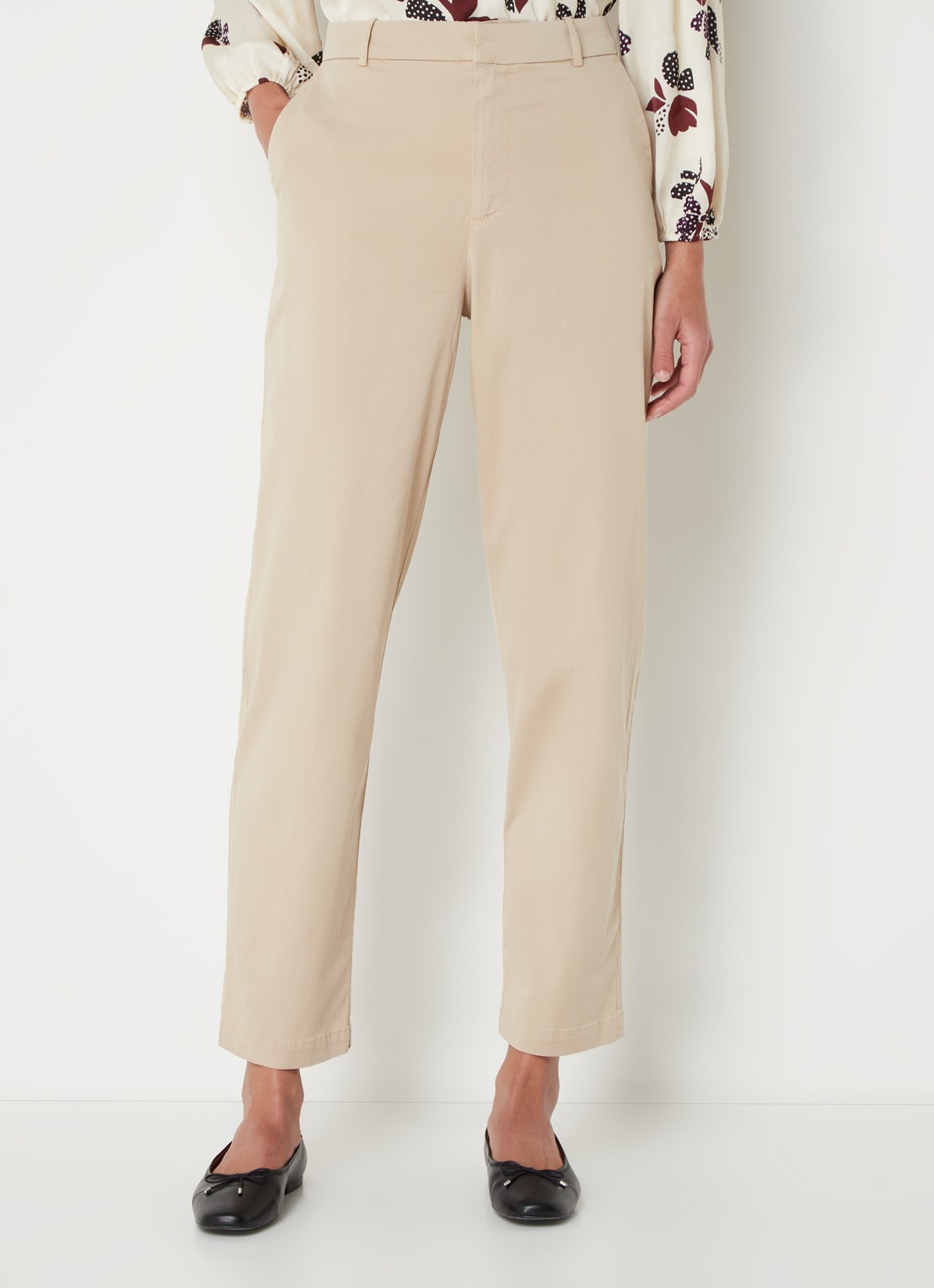 ba&sh Jally mid waist straight fit cropped pantalon met steekzakken - detail 4 beige