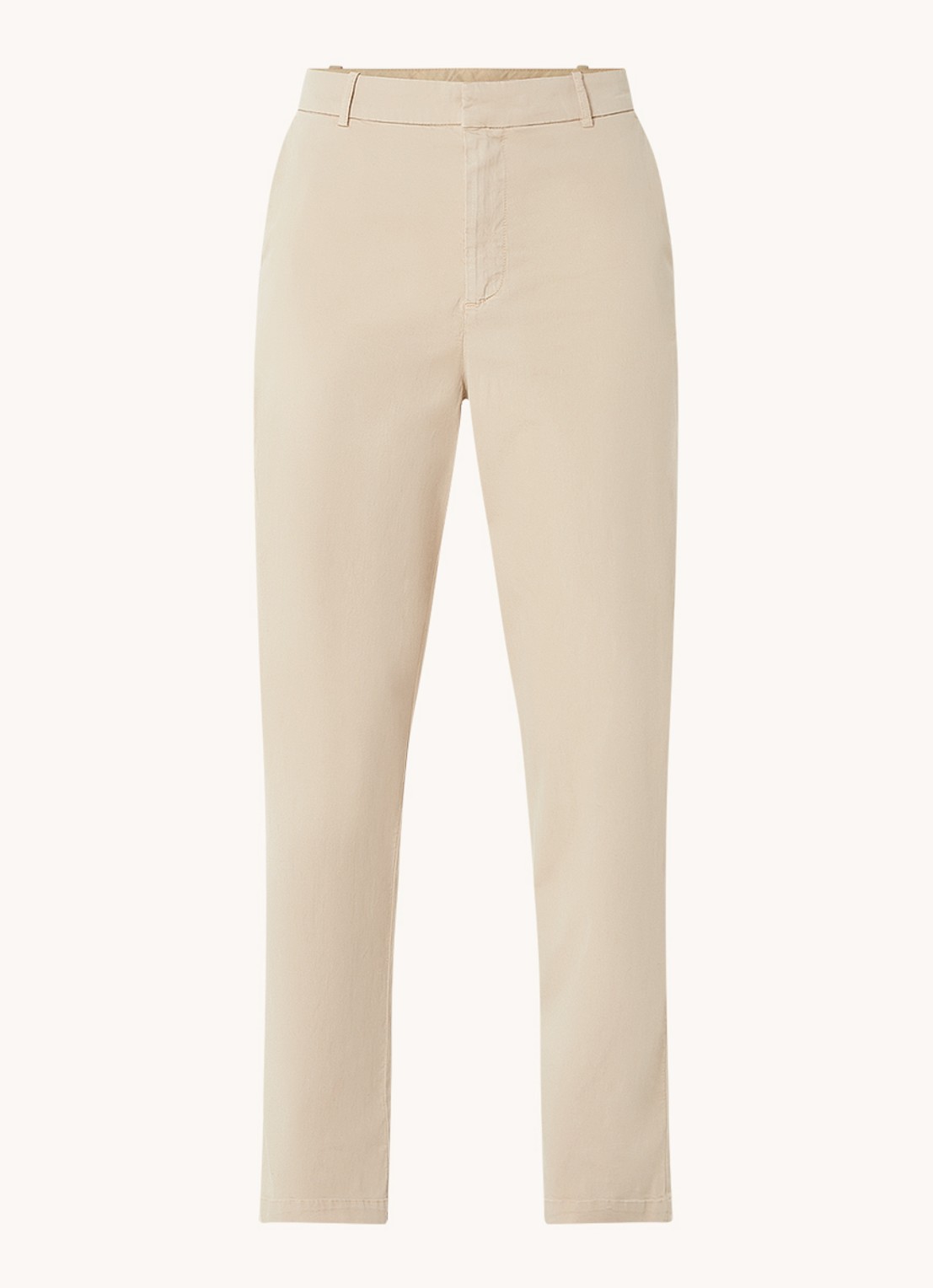 ba&sh Jally mid waist straight fit cropped pantalon met steekzakken - voorkant 2 beige