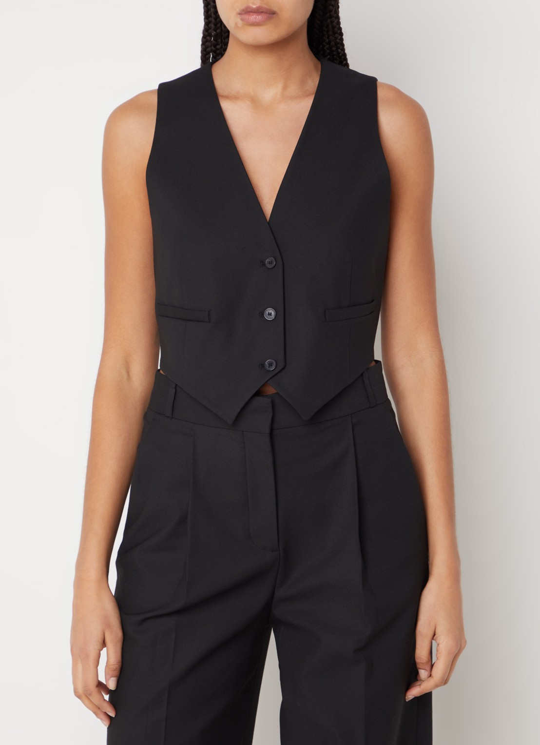 ba&sh Jessy cropped gilet met ceintuur - detail 4 zwart