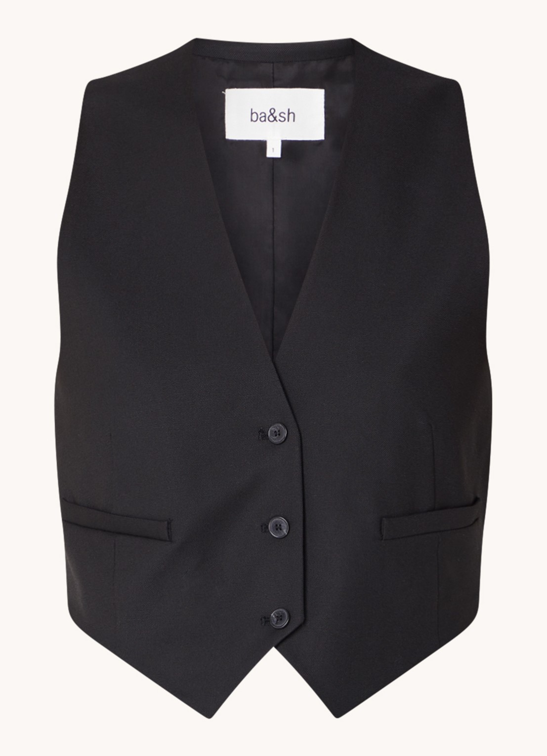 ba&sh Jessy cropped gilet met ceintuur - voorkant 2 zwart
