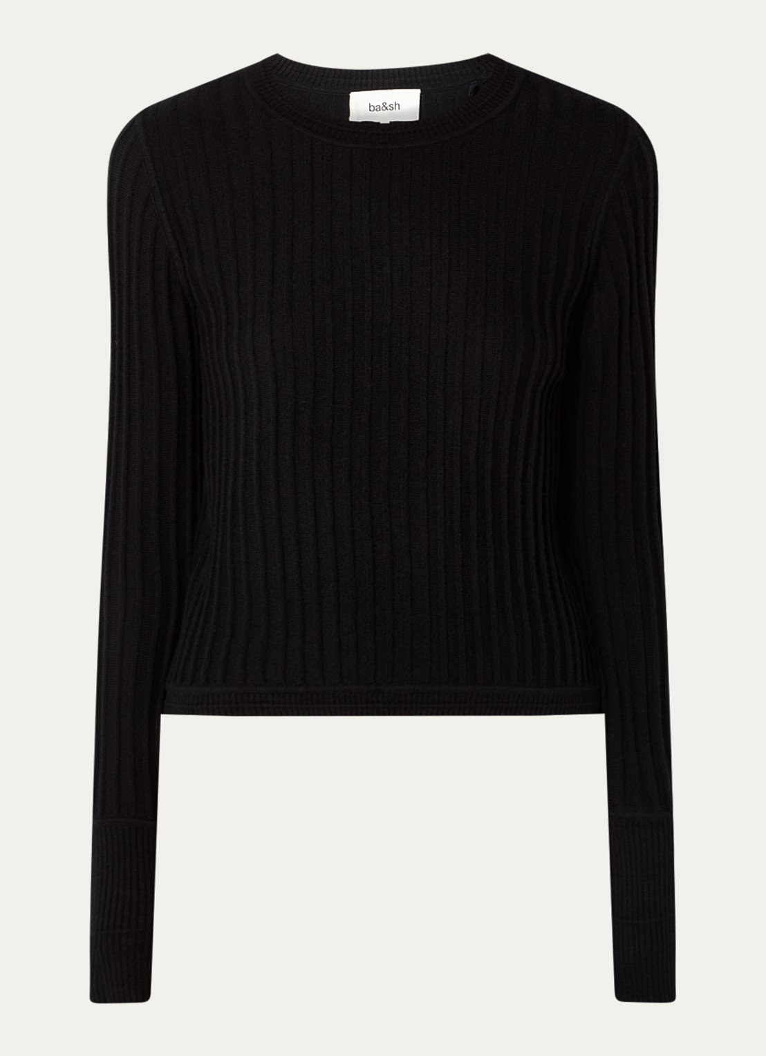 ba&sh Jinie ribgebreide longsleeve in wolblend - voorkant zwart