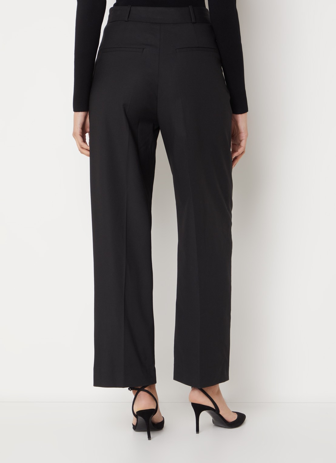 ba&sh Jona high waist loose fit pantalon met plooidetail - achterkant zwart