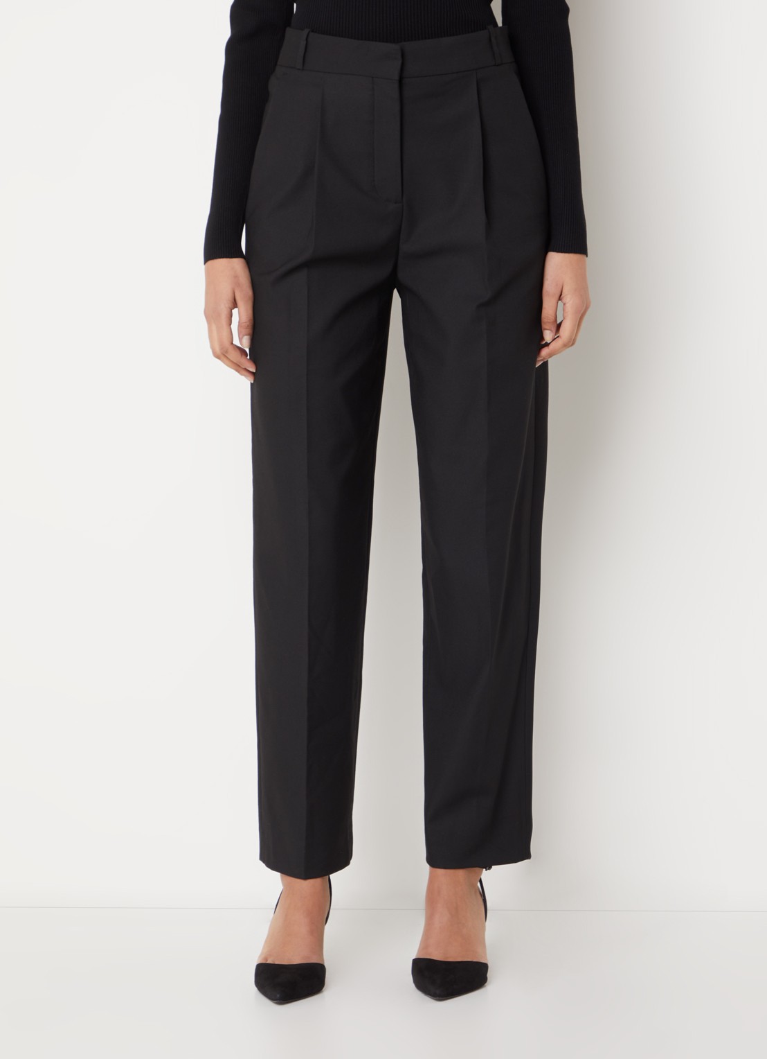 ba&sh Jona high waist loose fit pantalon met plooidetail - detail 4 zwart