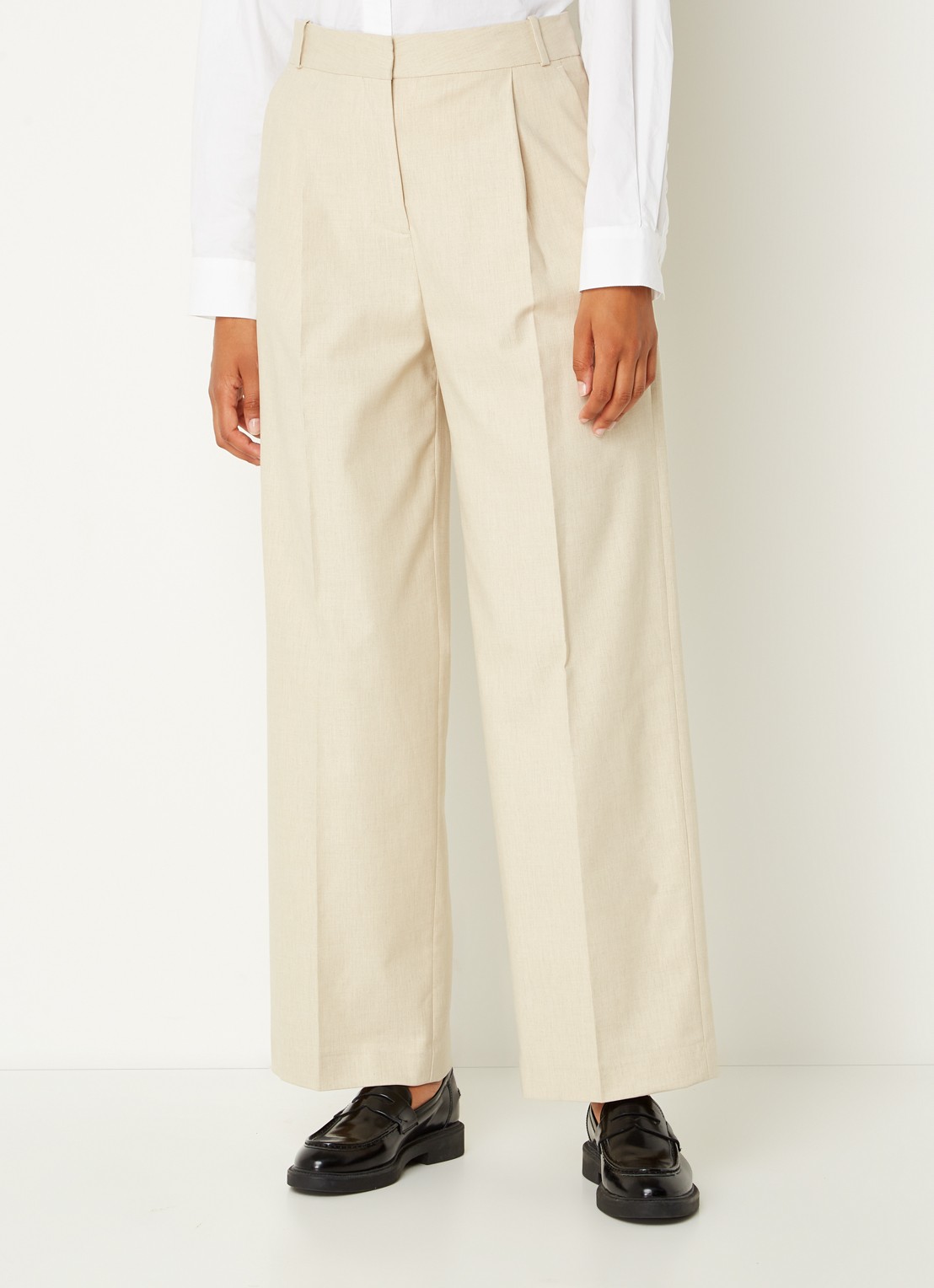 Ba&sh Jona wide fit pantalon met gemêleerd dessin - detail 4 donkerbeige
