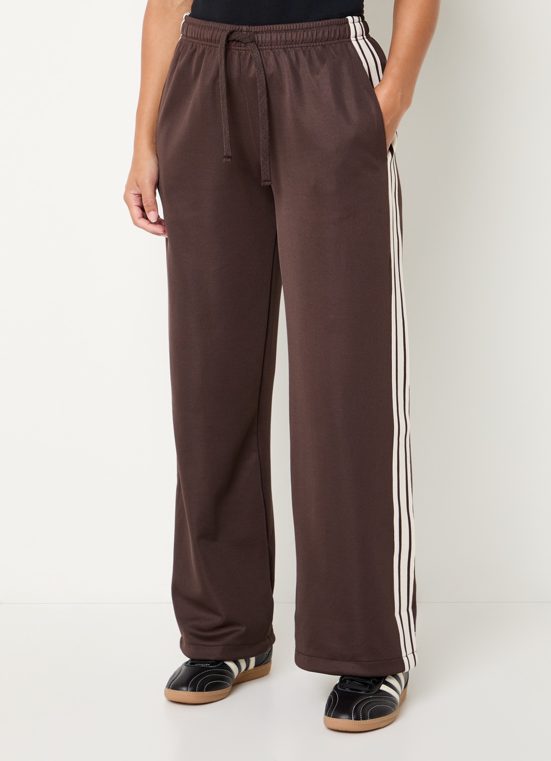 ba&sh Joshua high waist straight fit trackpants met trekkoord - detail 4 bruin