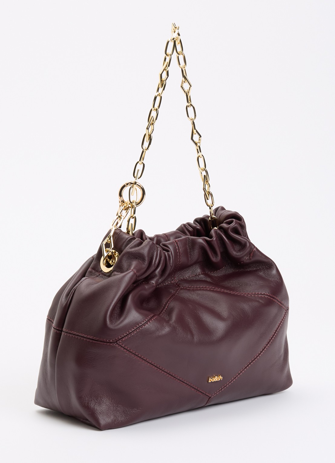 ba&sh June crossbodytas van leer - achterkant 2 aubergine