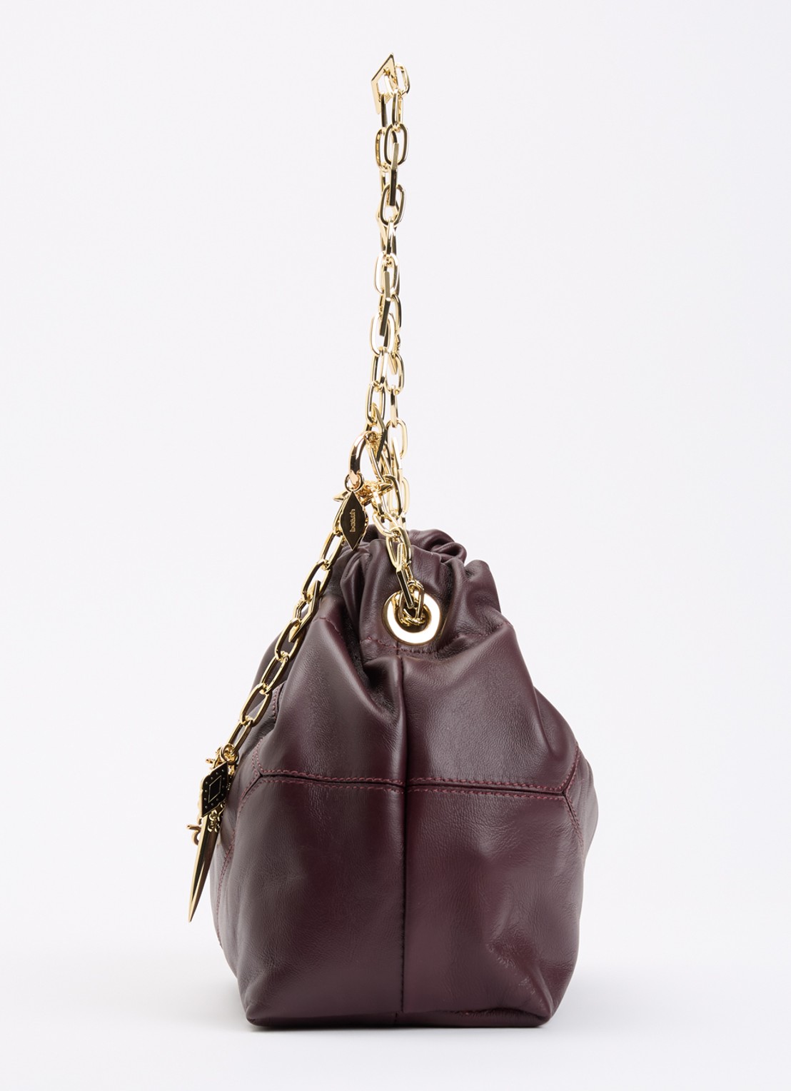 ba&sh June crossbodytas van leer - detail 4 aubergine