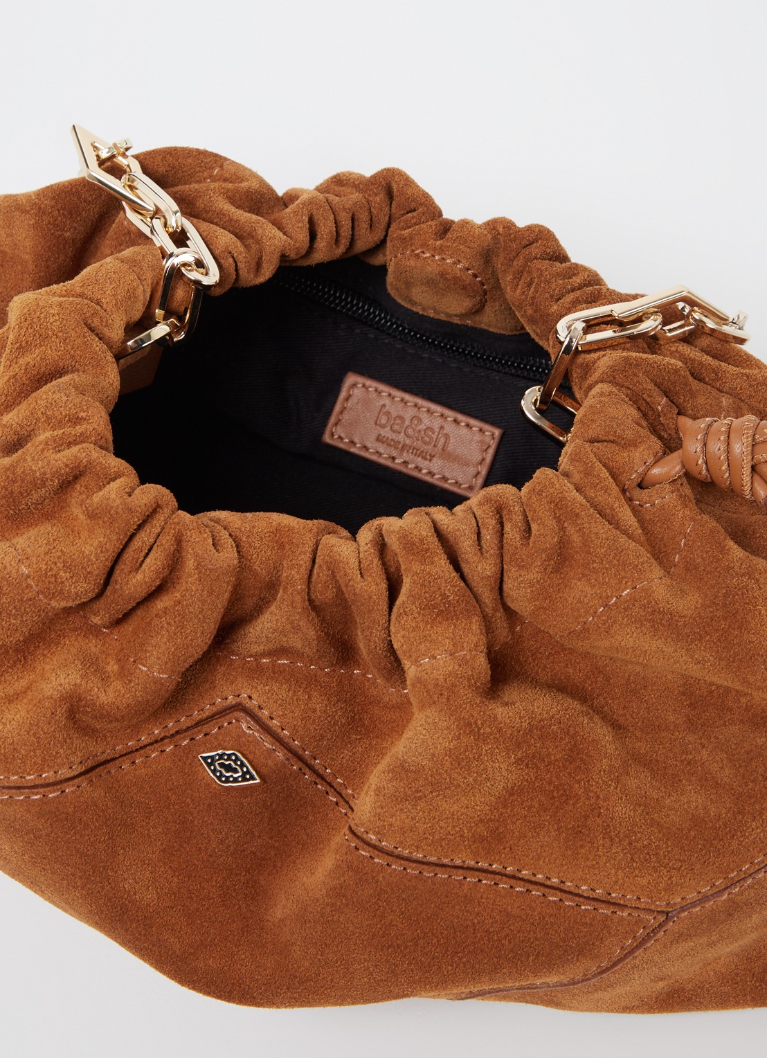 Ba&sh JUNE SUEDE BAG - detail 3 cognac