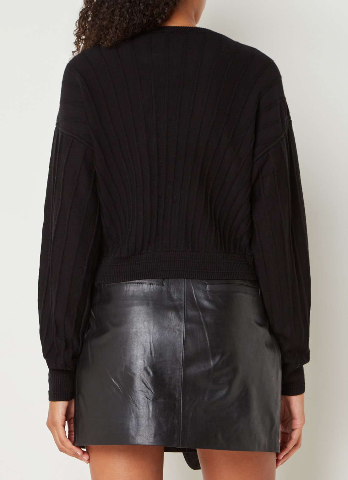 ba&sh Jynx fijngebreide pullover in wolblend met sierknopen - achterkant 3 zwart