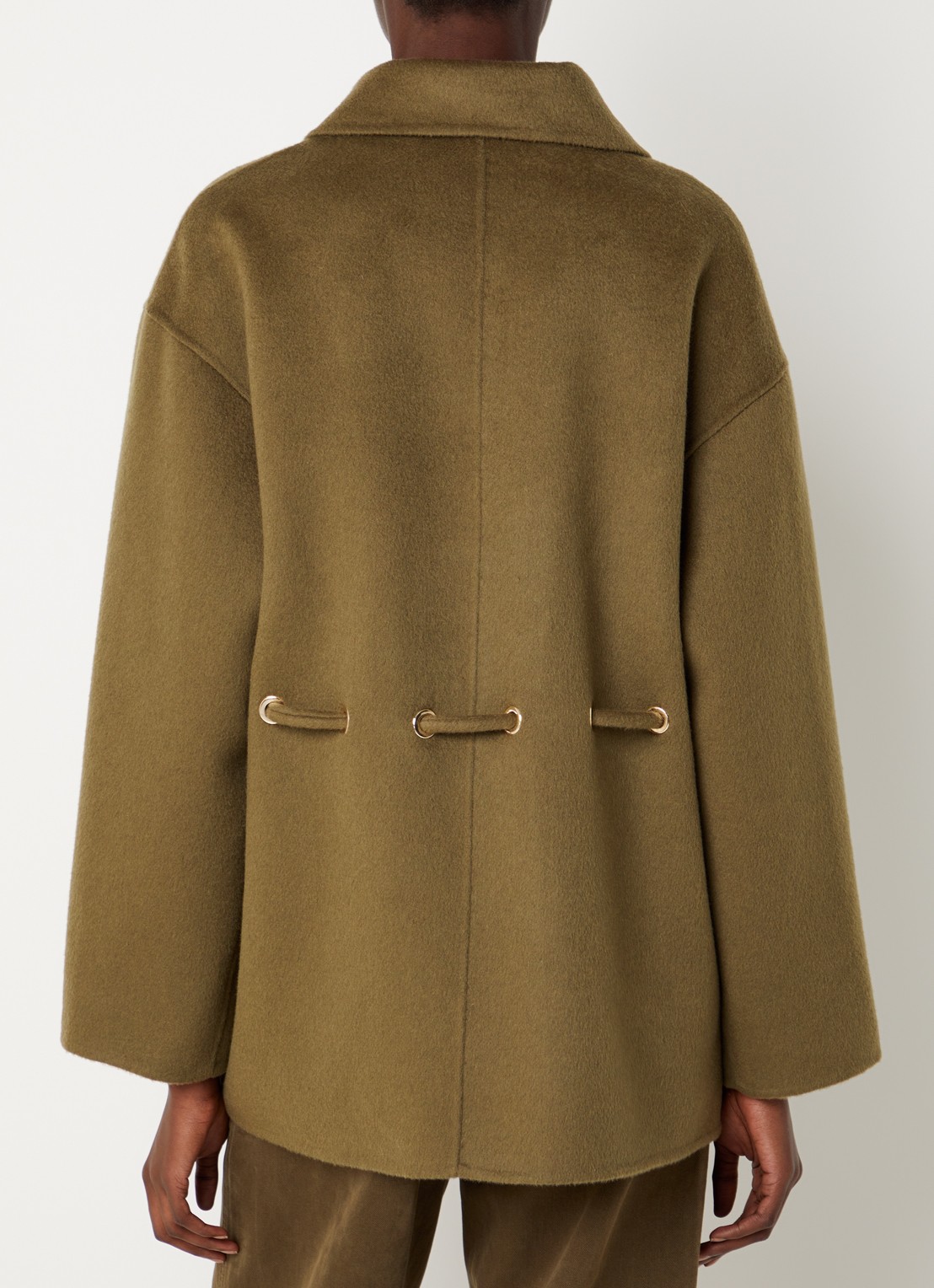 ba&sh Kam mantel in wolblend met steekzakken - achterkant 3 khaki