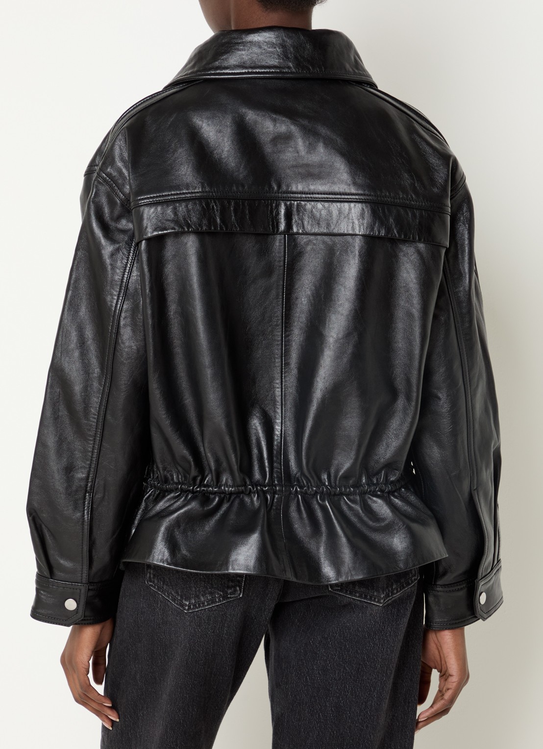ba&sh Kassia jacket van lamsleer met steekzakken - achterkant zwart
