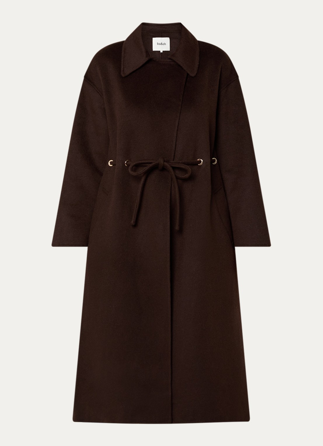 ba&sh Kate trenchcoat in wolblend - voorkant 3 donkerbruin