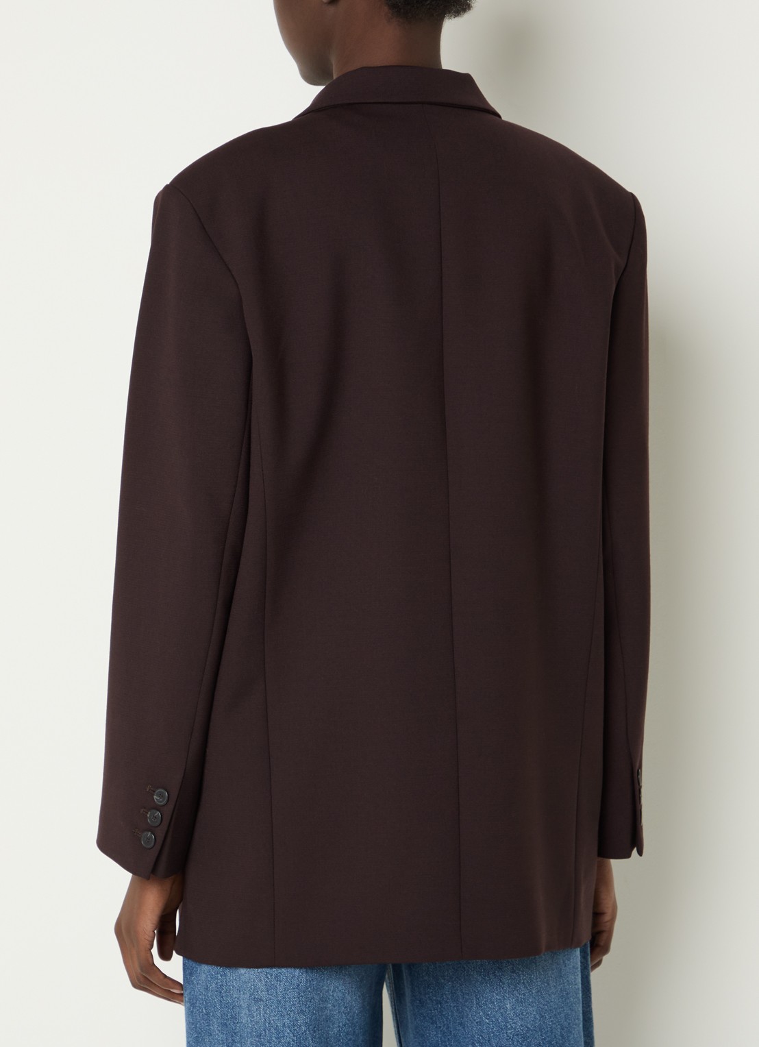 ba&sh Kimber doublebreasted blazer in wolblend met klepzakken - achterkant 4 donkerbruin