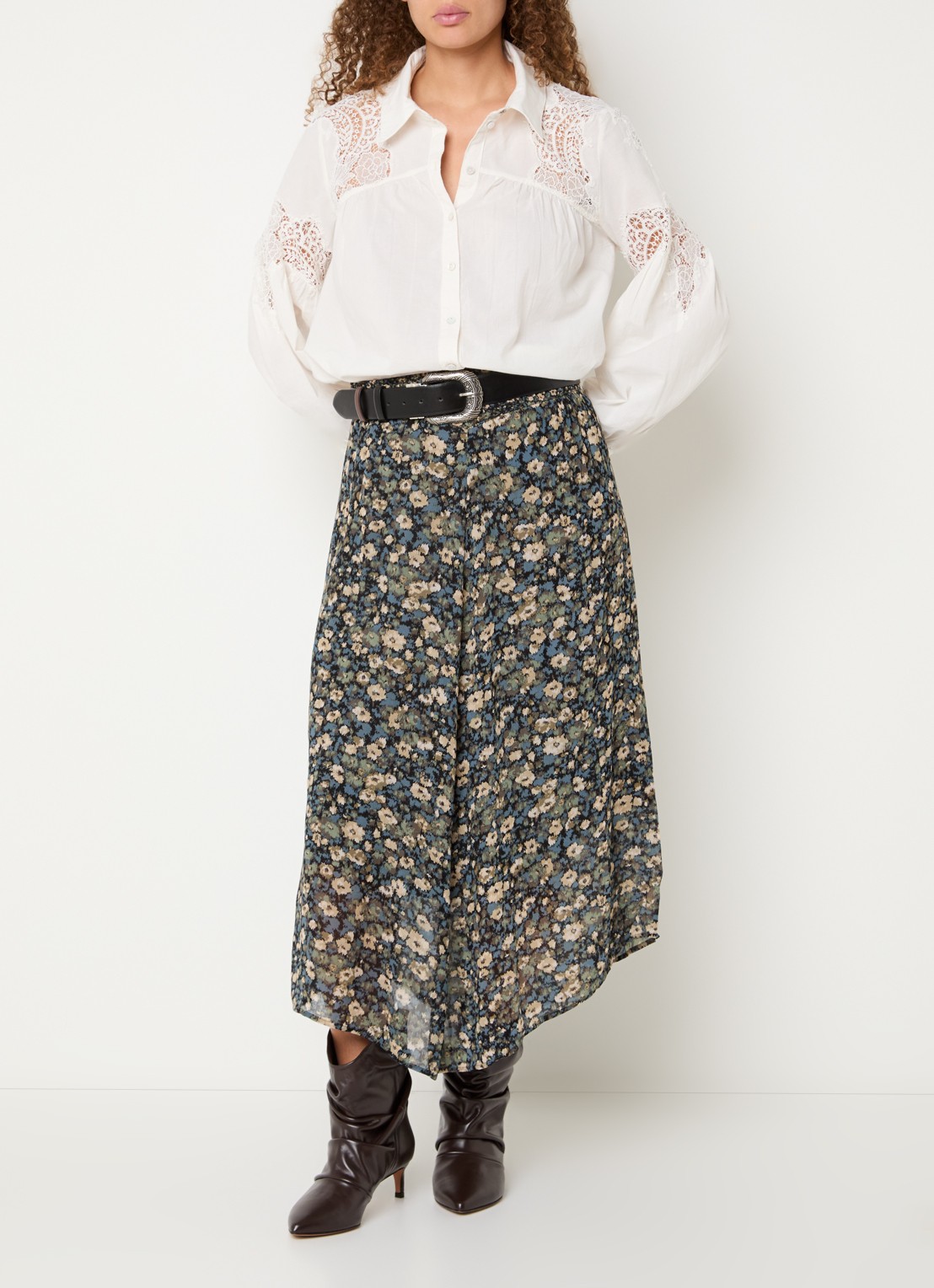 ba&sh Klap maxi rok met print - voorkant 2 lichtgroen