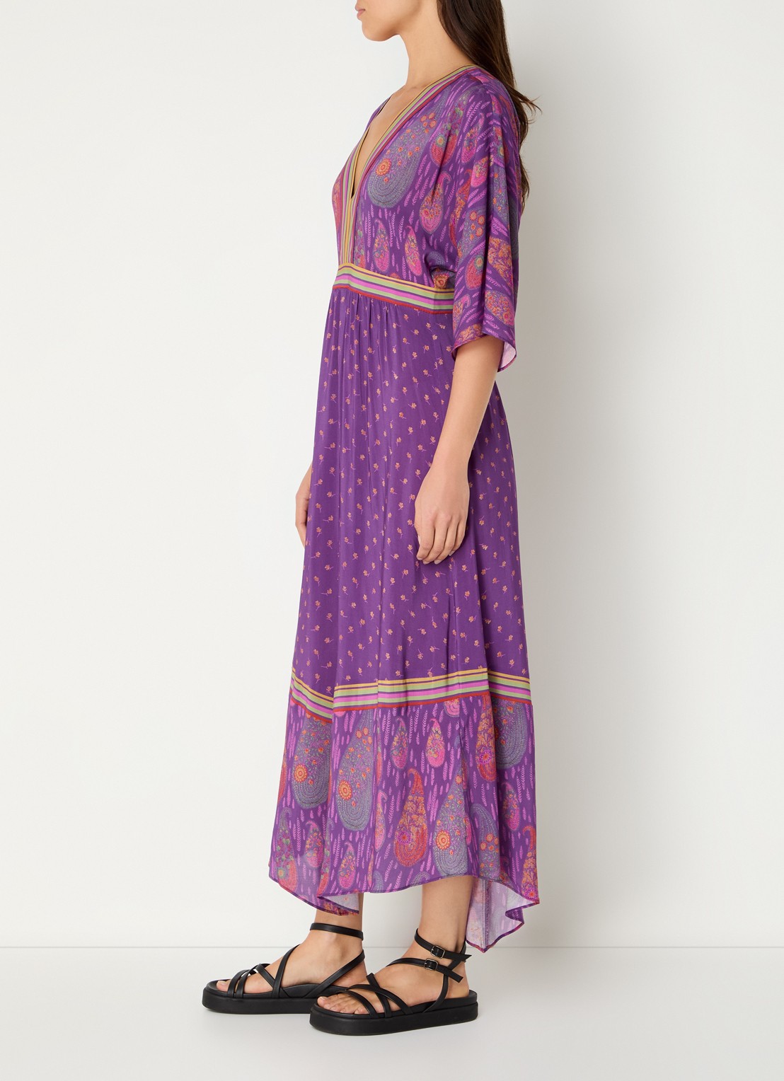 ba&sh Lalo midi tuniekjurk met paisley dessin - voorkant 4 paars