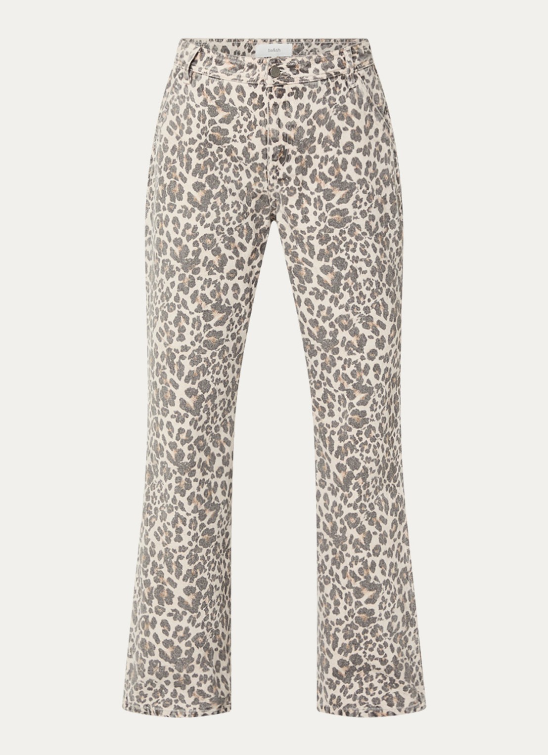 ba&sh Leonie high waist loose fit jeans met panterprint - voorkant 2 beige