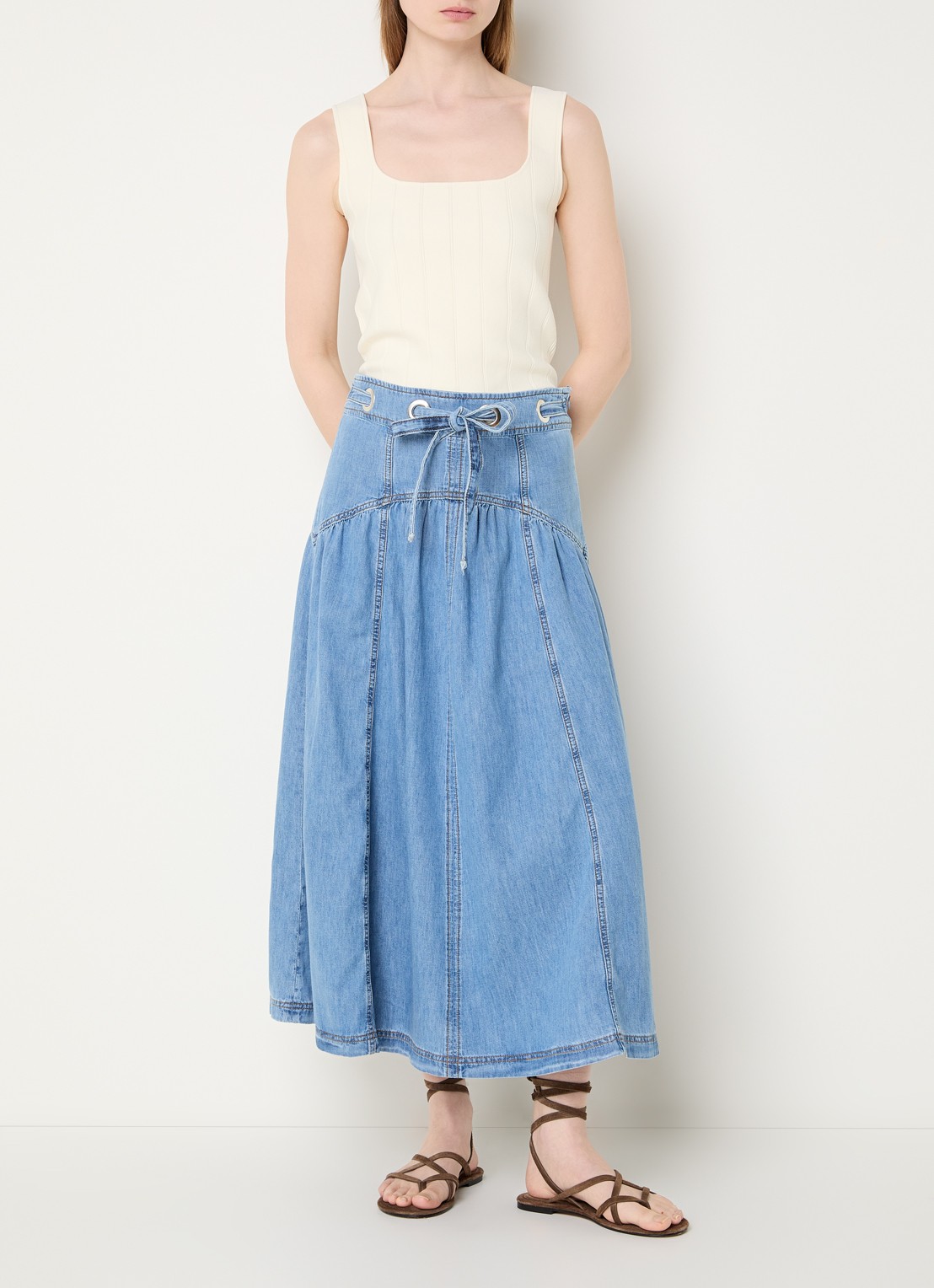ba&sh Lonia high waist midi spijkerrok - voorkant 3 indigo