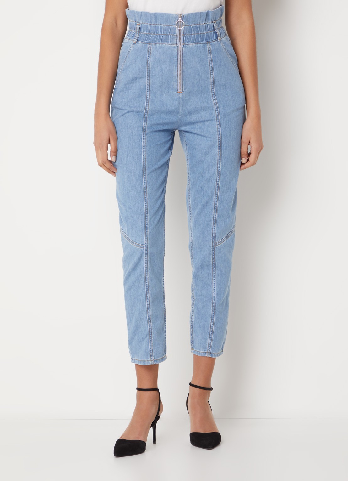 ba&sh Lony high waist cropped slim fit jeans van chambray - detail 2 indigo