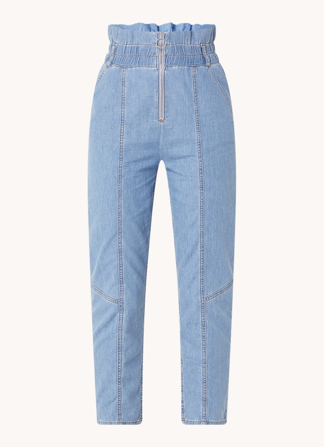 ba&sh Lony high waist cropped slim fit jeans van chambray - voorkant 3 indigo