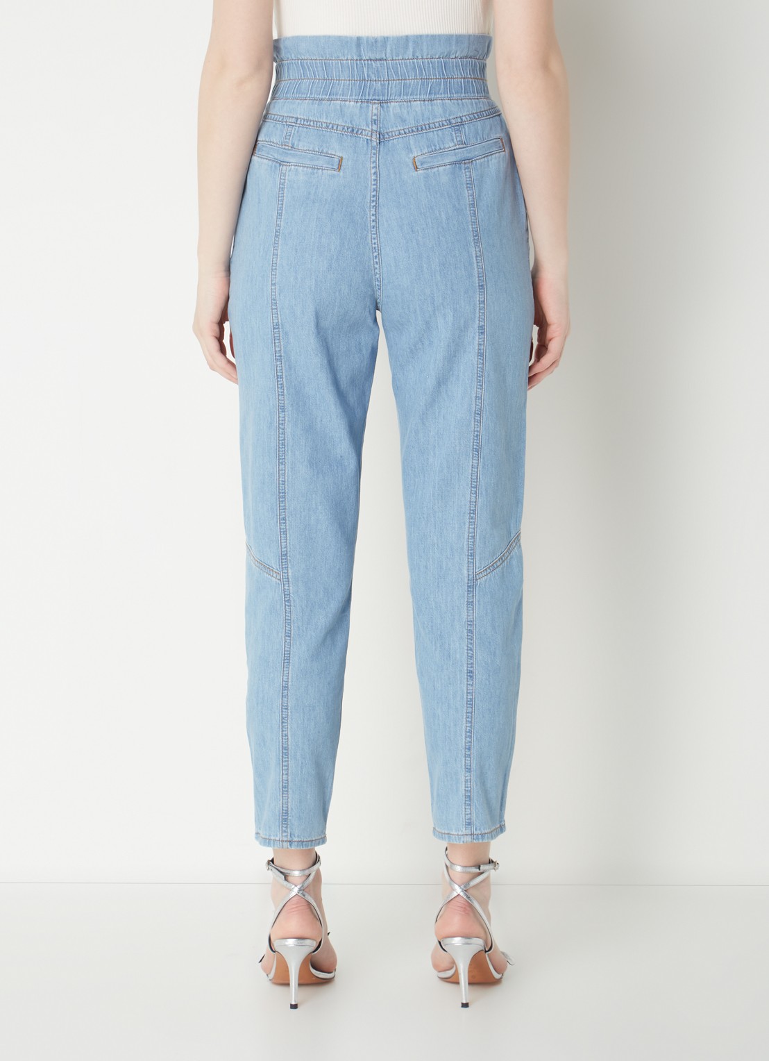 Ba&sh Lony high waist tapered jeans met ritsdetail - achterkant 4 indigo
