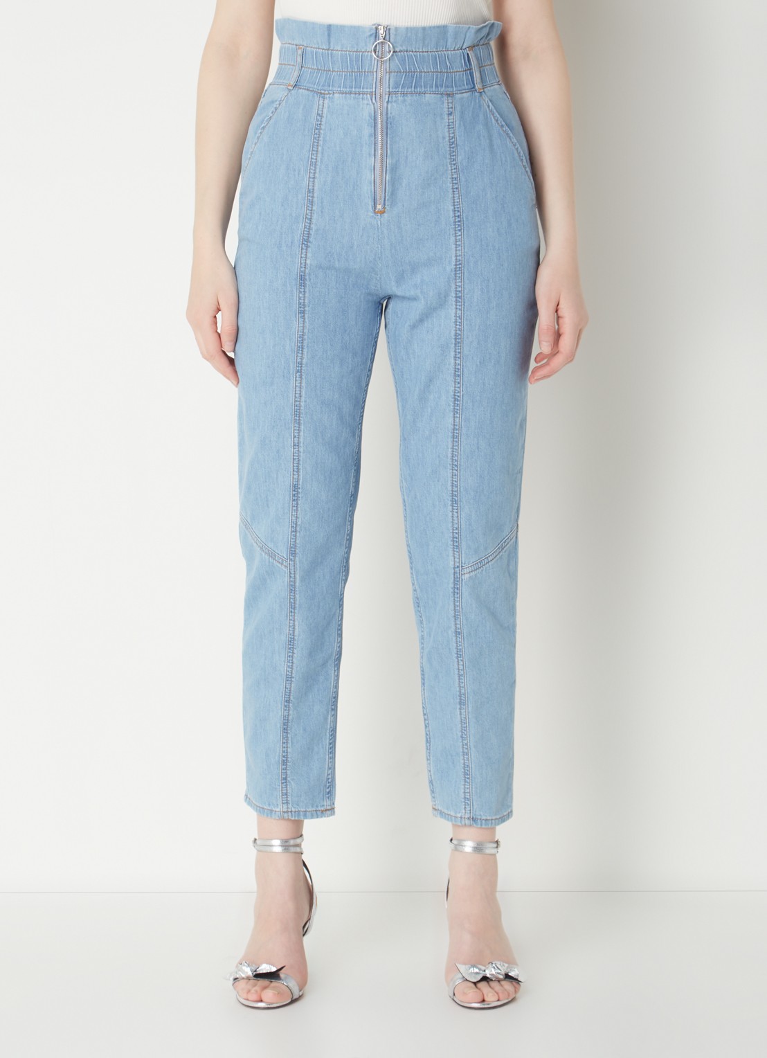 Ba&sh Lony high waist tapered jeans met ritsdetail - detail 3 indigo