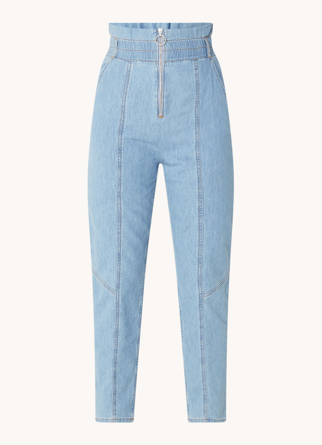 Ba&sh Lony high waist tapered jeans met ritsdetail - voorkant indigo