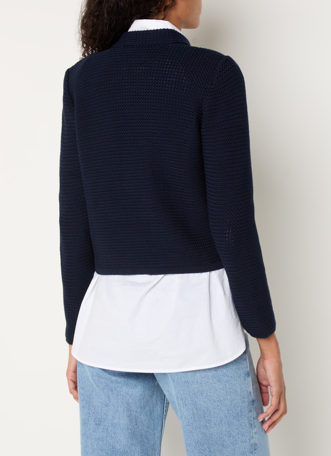 ba&sh Louman grofgebreid vest met sierknopen - achterkant donkerblauw