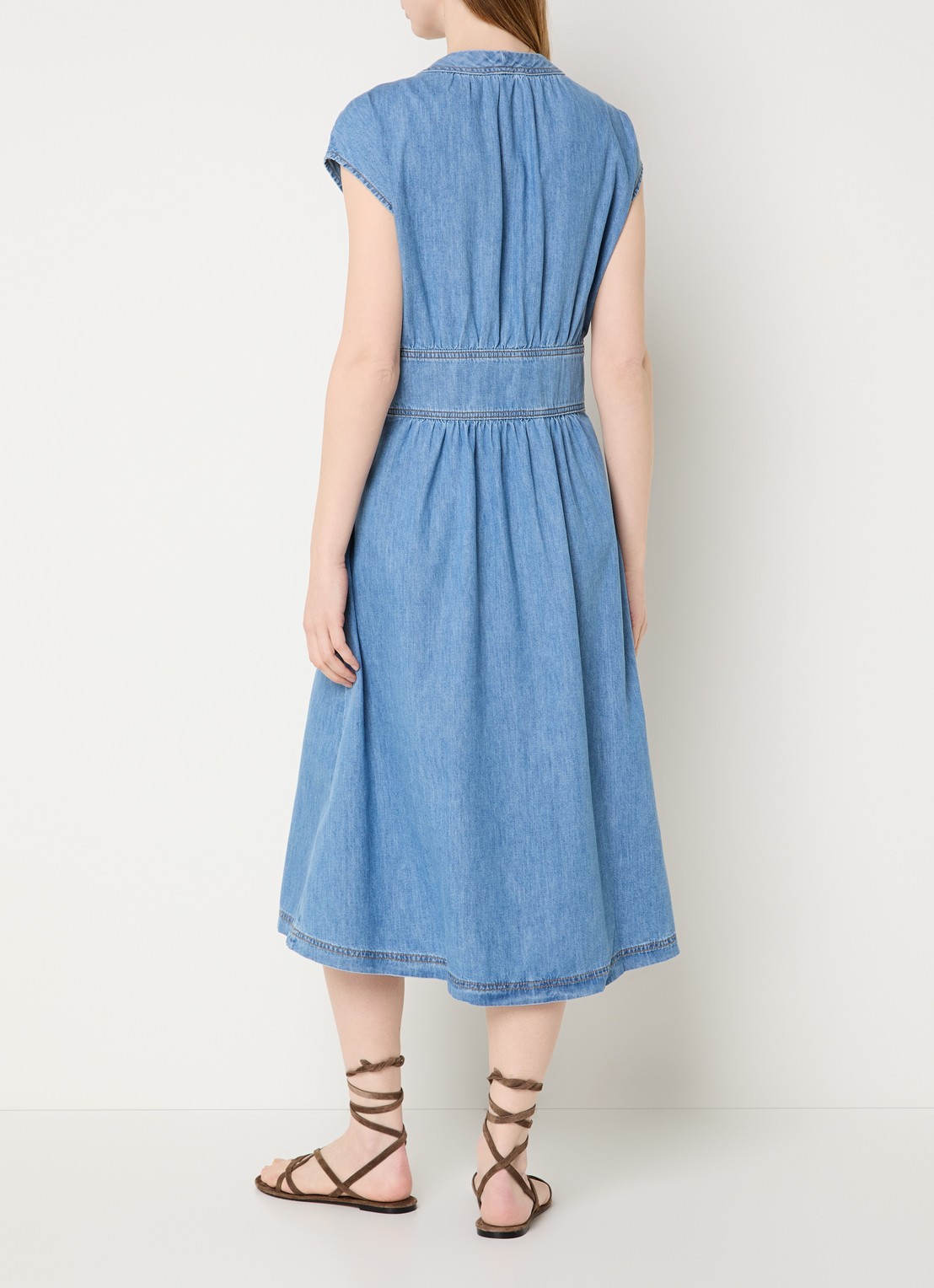 ba&sh Love midi jurk met V-hals - achterkant 4 indigo