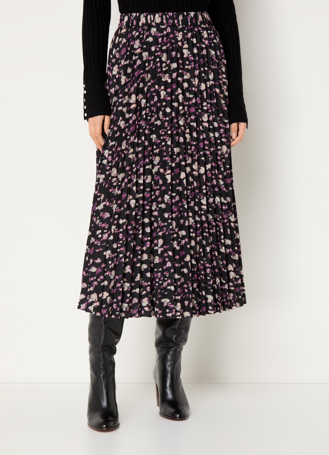 ba&sh Malicia midi plooirok met print - detail 4 paars
