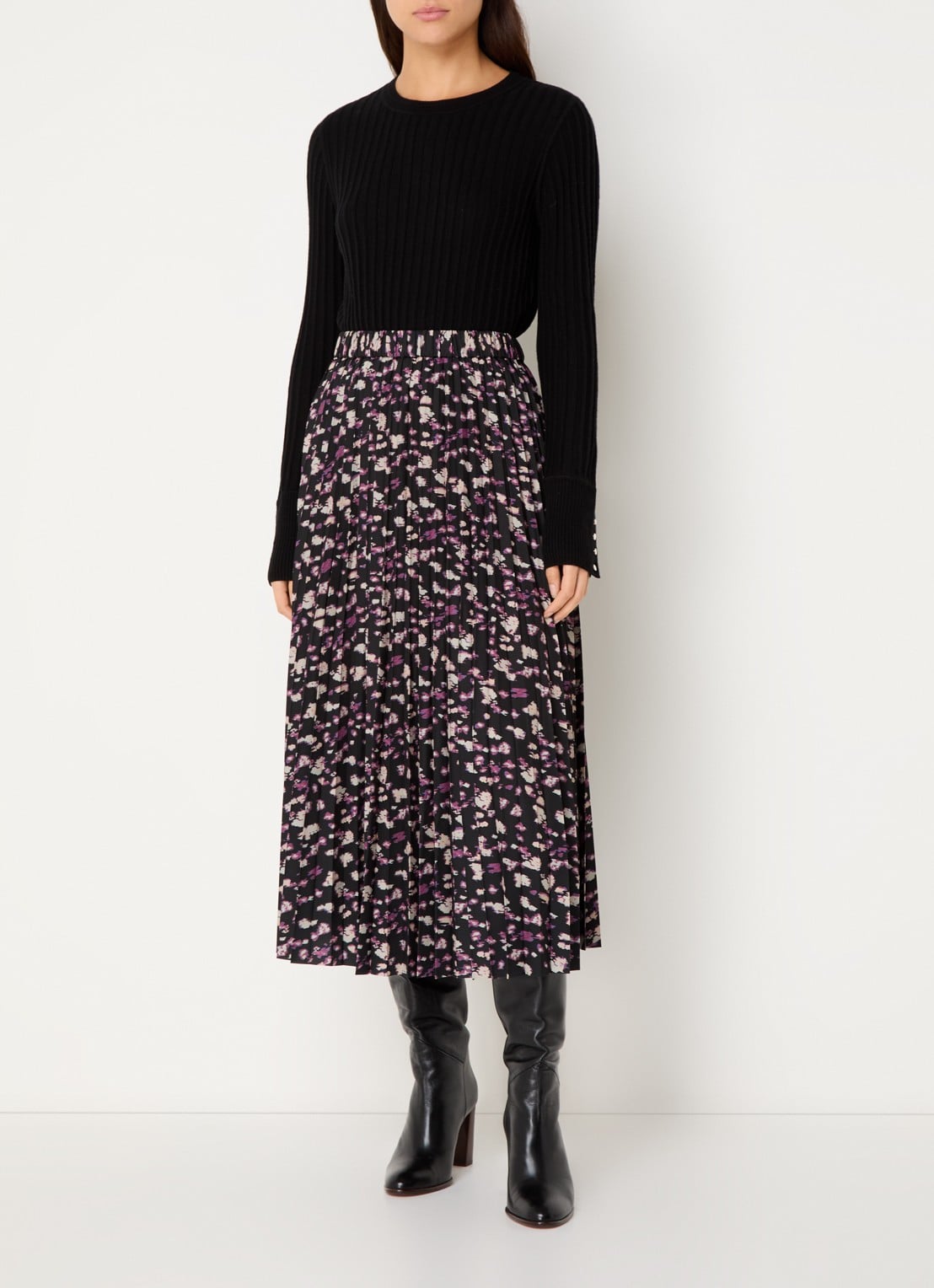 ba&sh Malicia midi plooirok met print - voorkant 3 paars