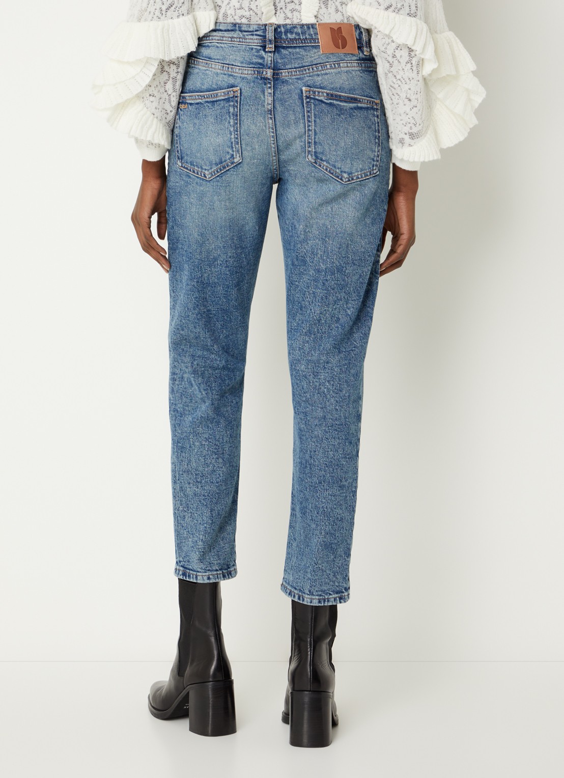 ba&sh Mally high waist straight leg jeans met lichte wassing - achterkant indigo