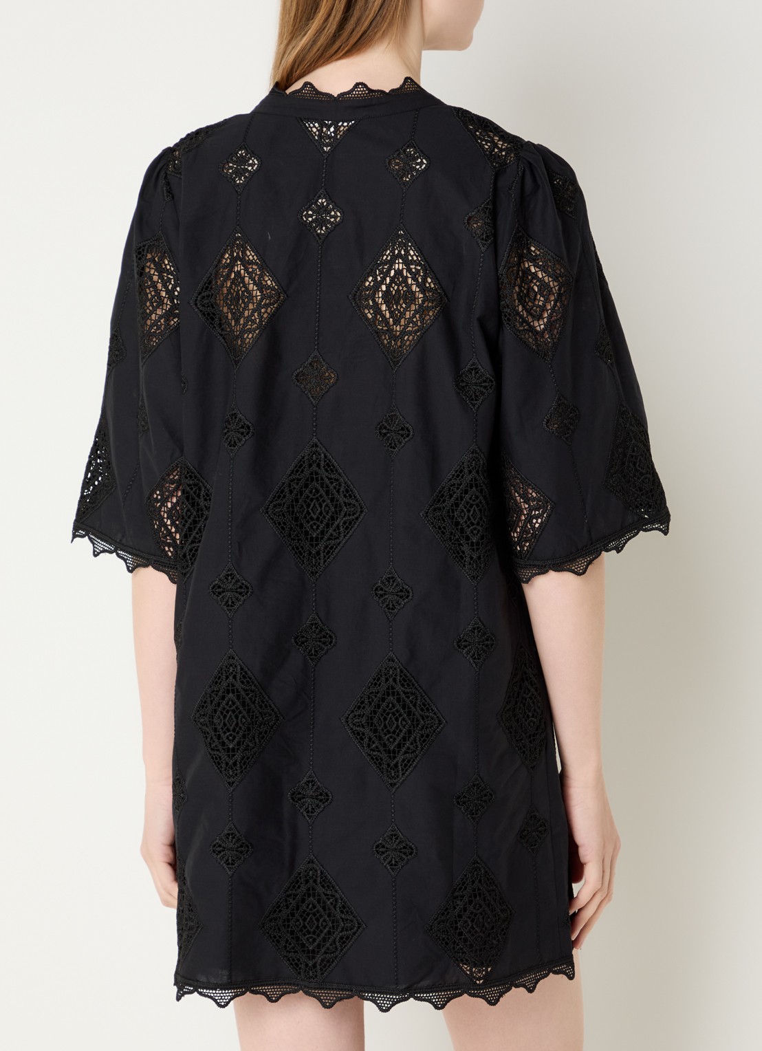 ba&sh Malo mini jurk met broderie - achterkant zwart