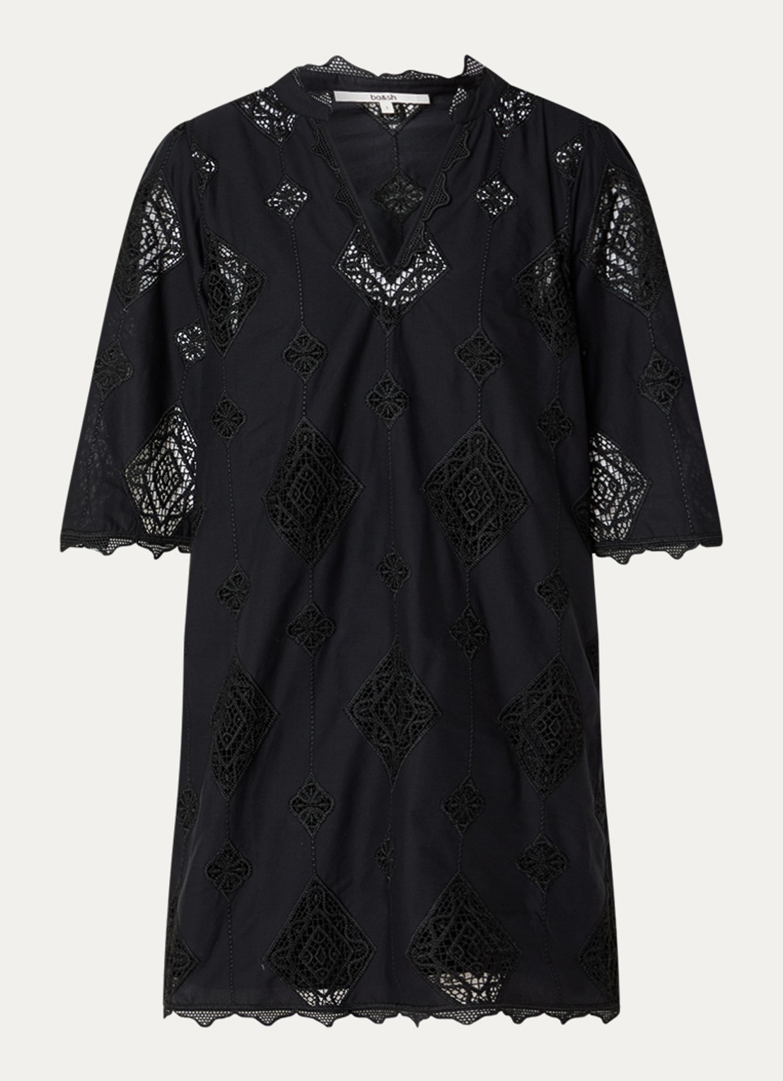 ba&sh Malo mini jurk met broderie - voorkant 2 zwart
