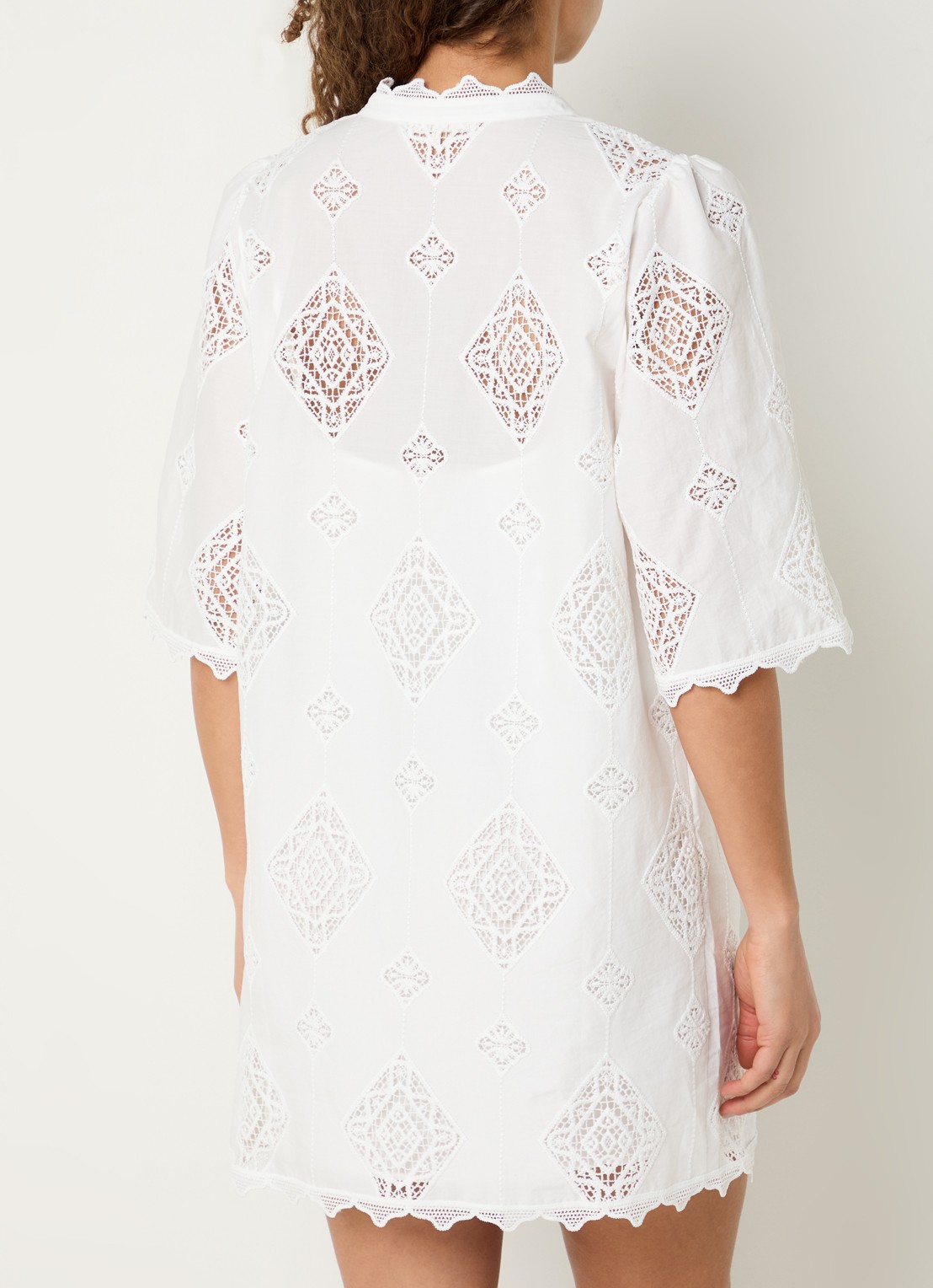 ba&sh Malo mini jurk met broderie - achterkant 4 gebroken wit