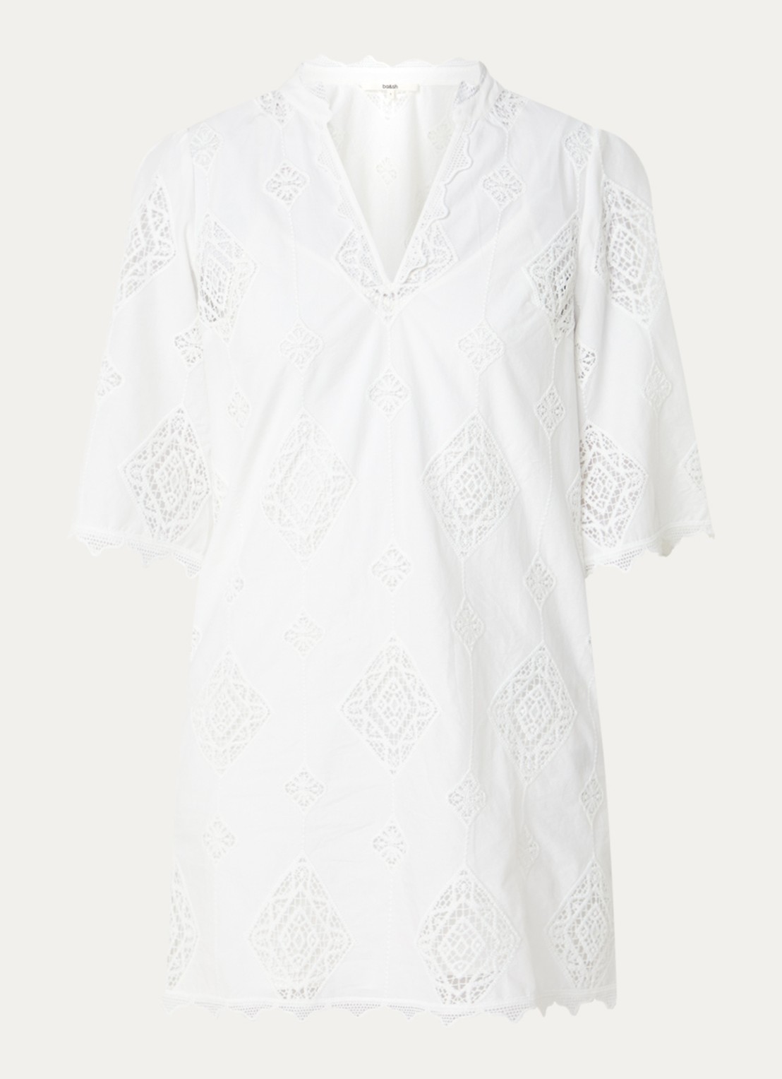 ba&sh Malo mini jurk met broderie - voorkant gebroken wit