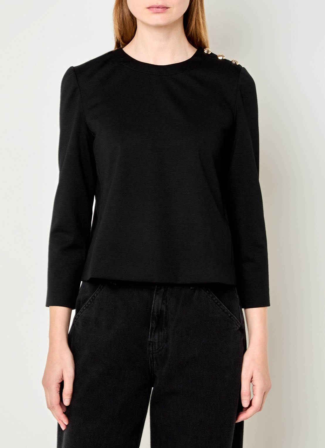 ba&sh Marvy top in wolblend - detail 3 zwart