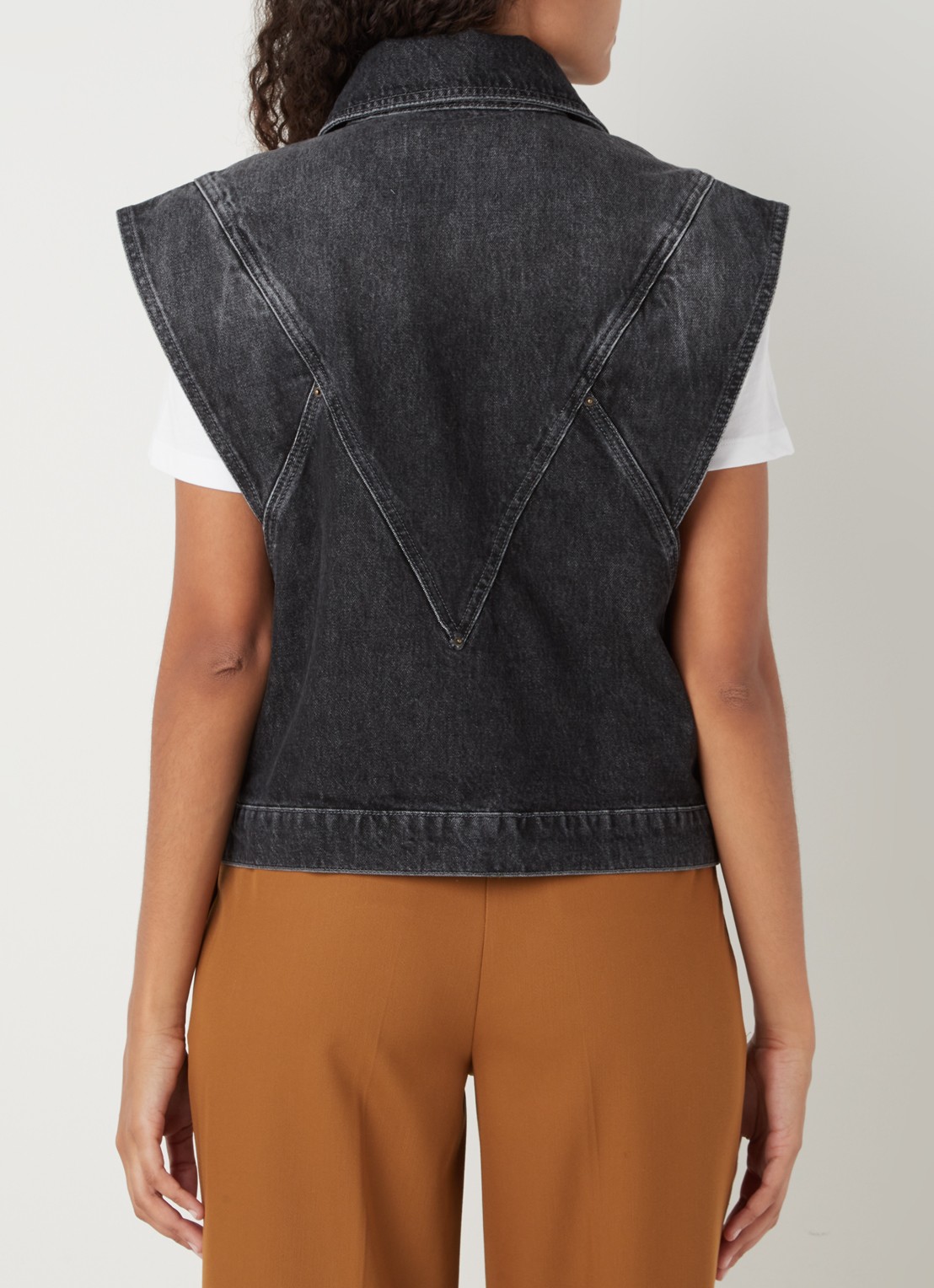 Ba&sh Max gilet van denim met steekzakken - achterkant 4 antraciet
