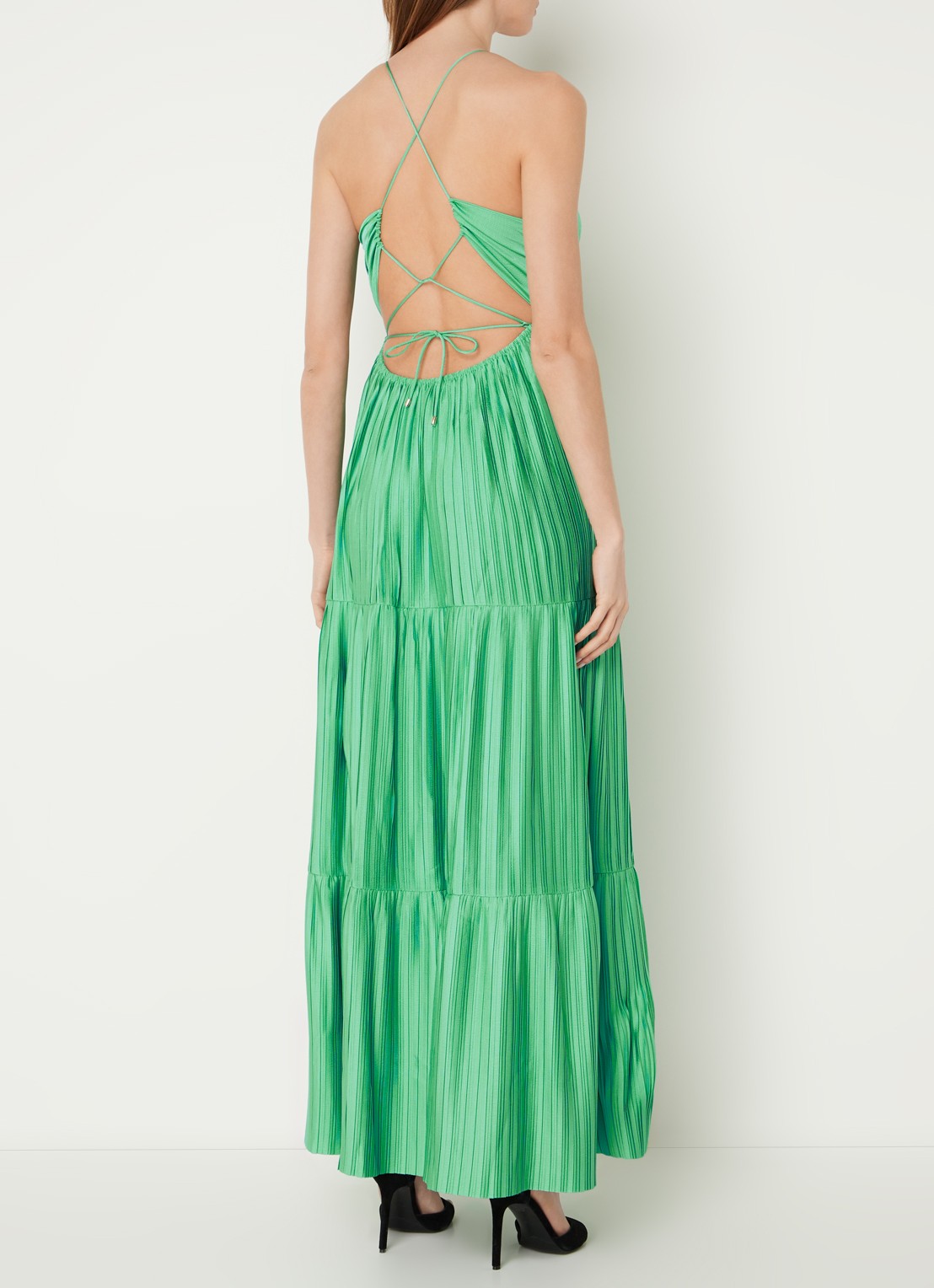 Ba&sh Maxi jurk met rugdecolleté  - detail groen