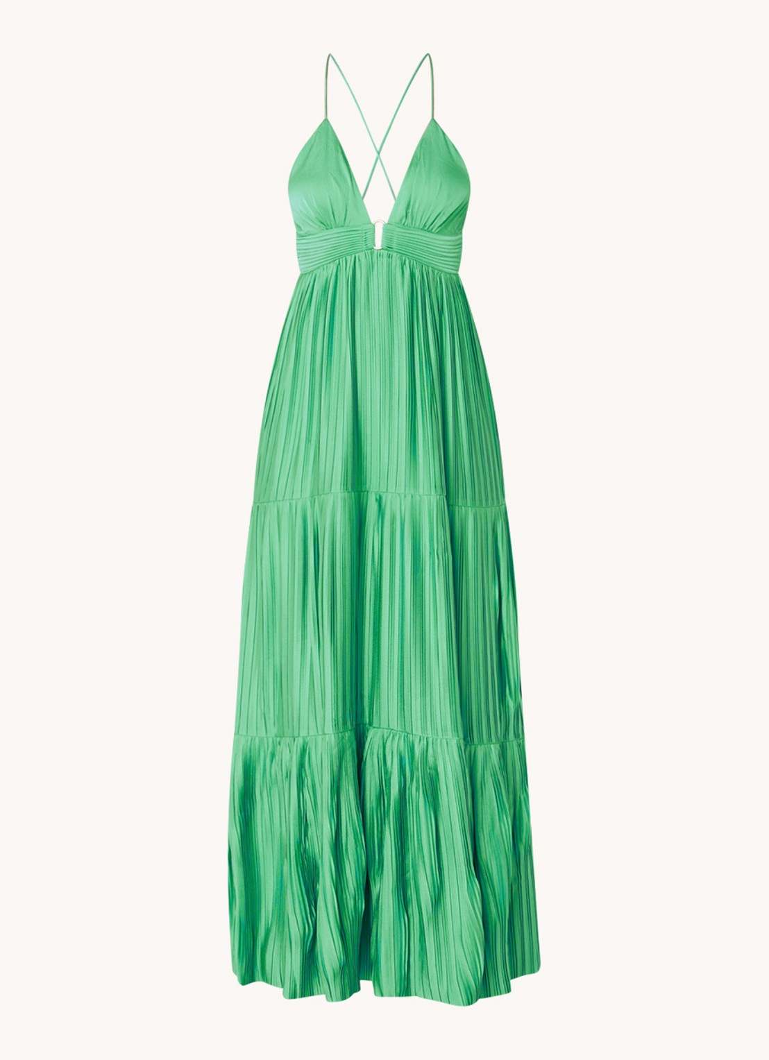 Ba&sh Maxi jurk met rugdecolleté  - voorkant 2 groen
