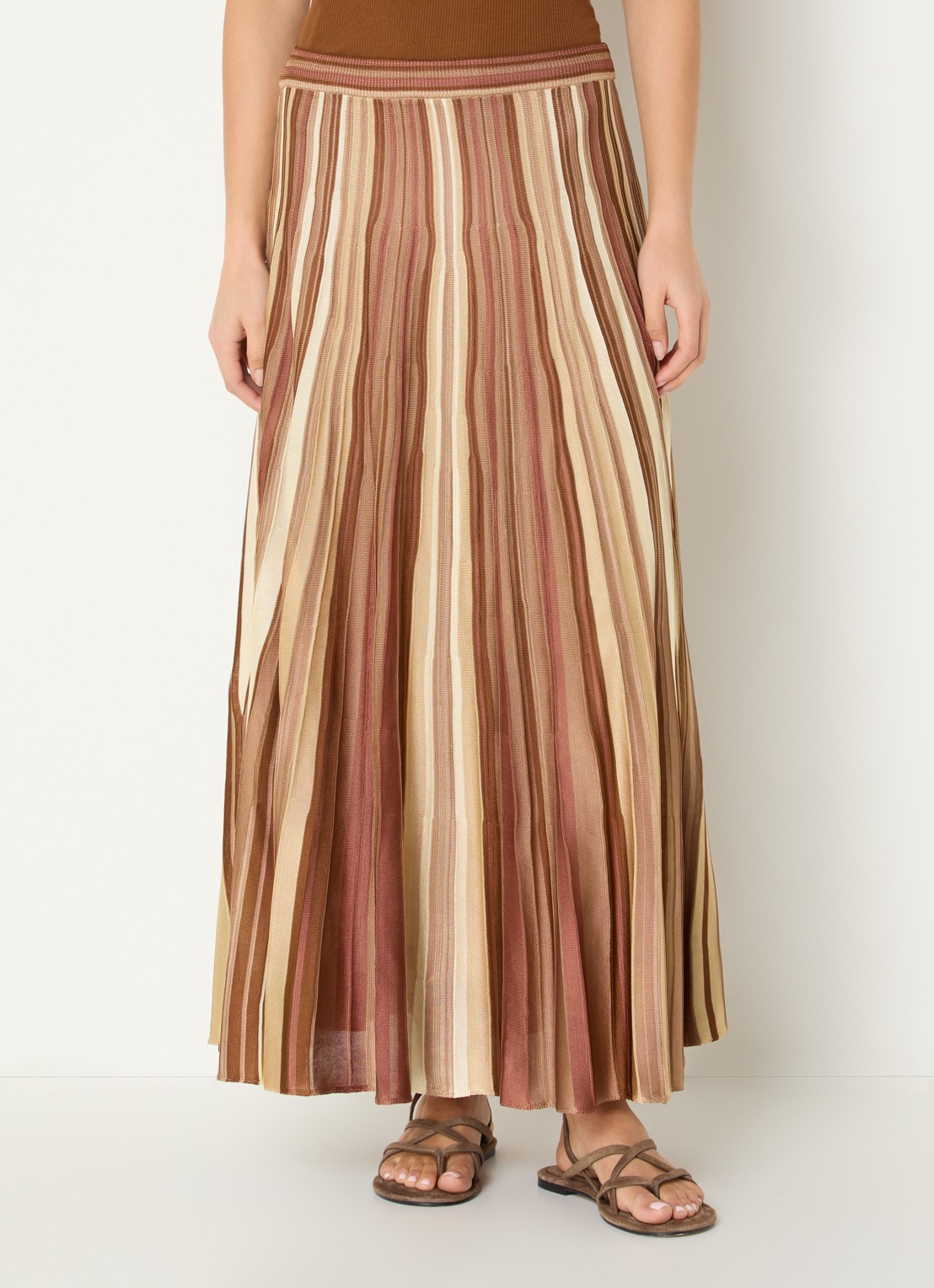 ba&sh Maxi rok met streepprint - detail 4 bruin