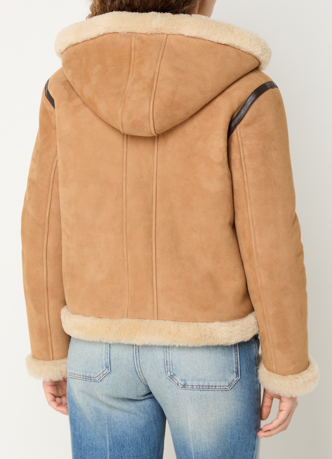 ba&sh Maxou lammy coat van schapenleer met steekzakken - achterkant 4 camel