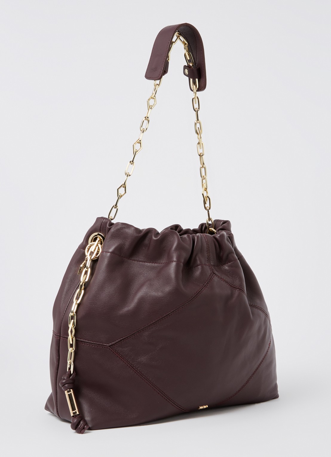ba&sh Medium schoudertas van lamsleer - achterkant 2 aubergine