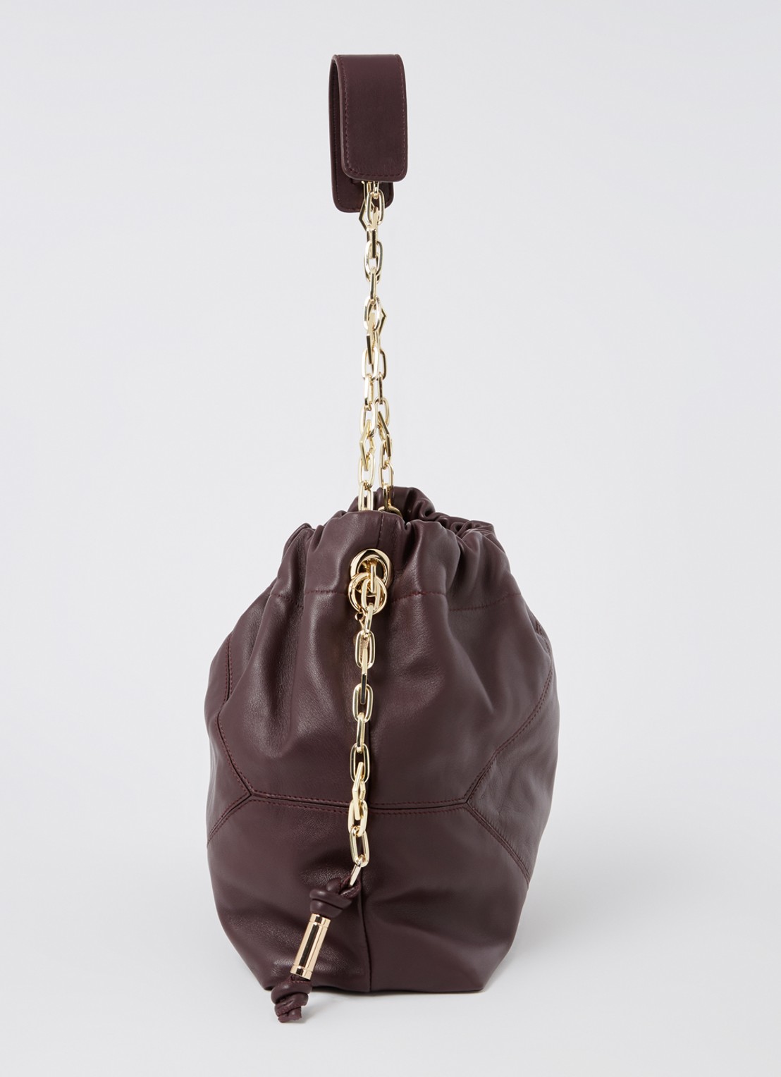 ba&sh Medium schoudertas van lamsleer - detail 4 aubergine