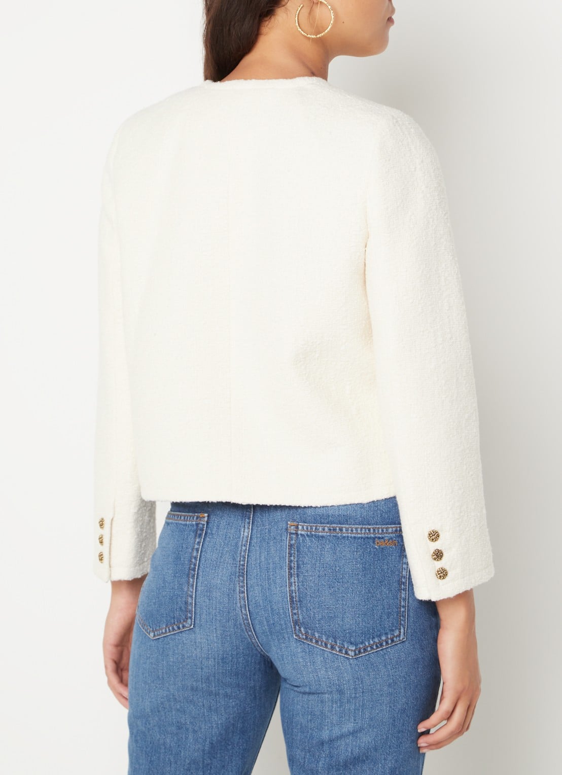 Ba&sh Meredith blazer in wolblend met structuur - achterkant gebroken wit