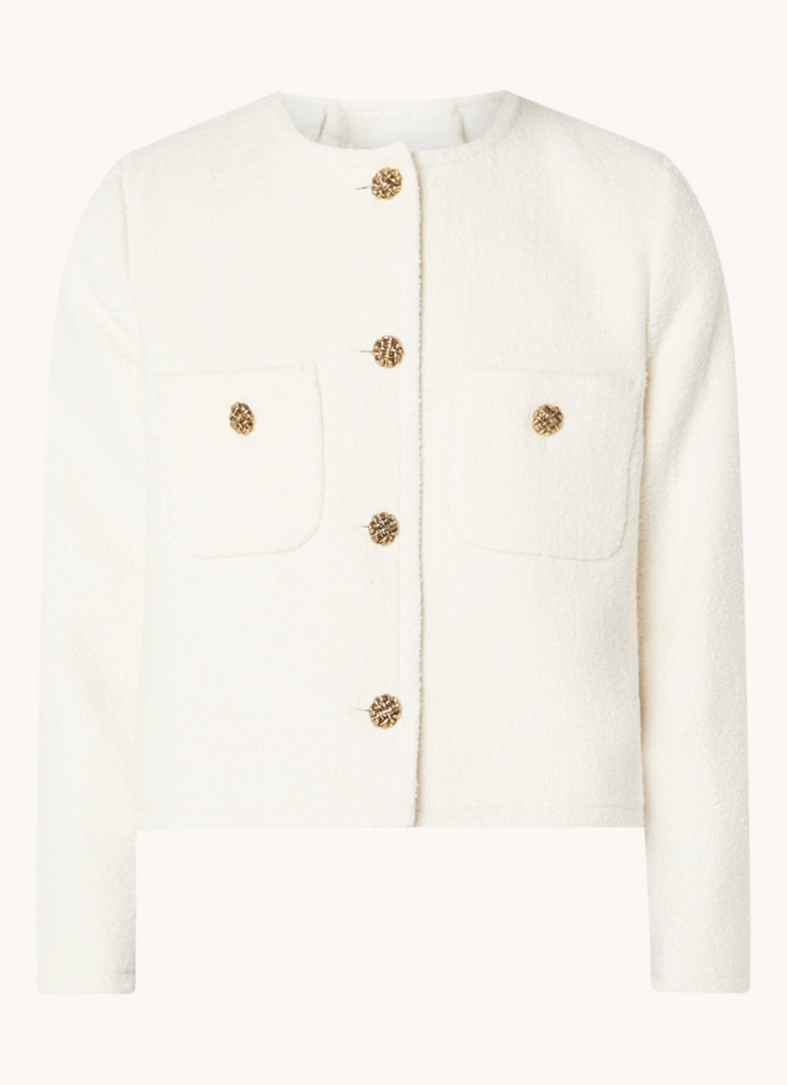 Ba&sh Meredith blazer in wolblend met structuur - voorkant 3 gebroken wit